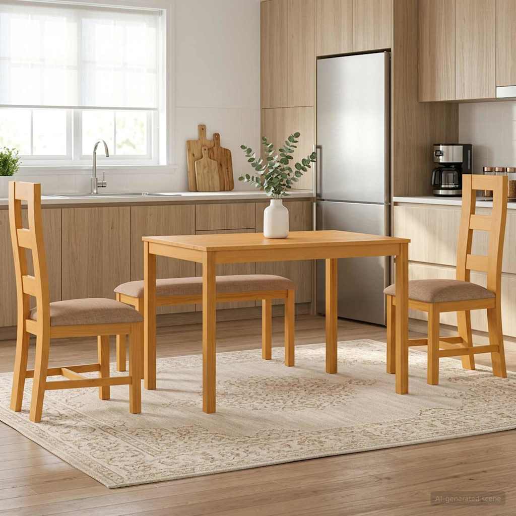Dining Set 4 pcs Grey Solid Oak Wood