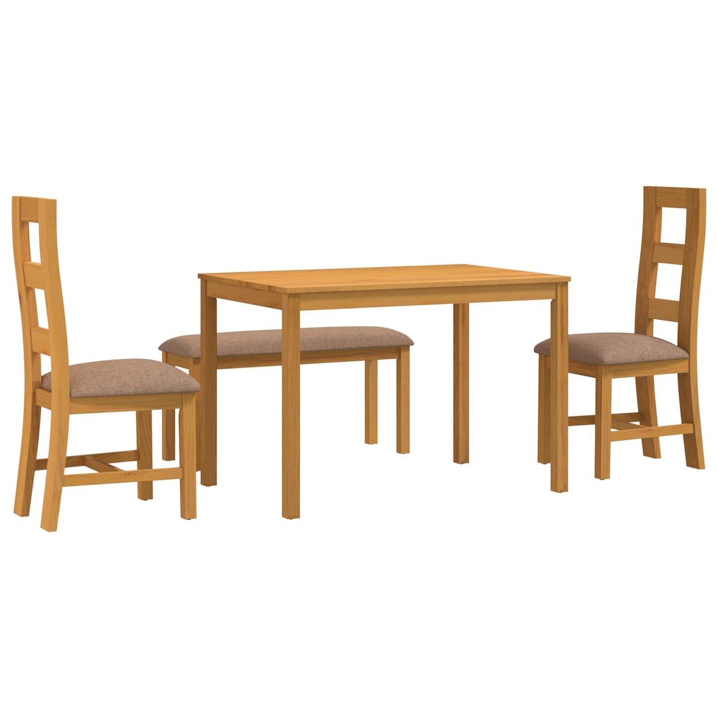 Dining Set 4 pcs Grey Solid Oak Wood