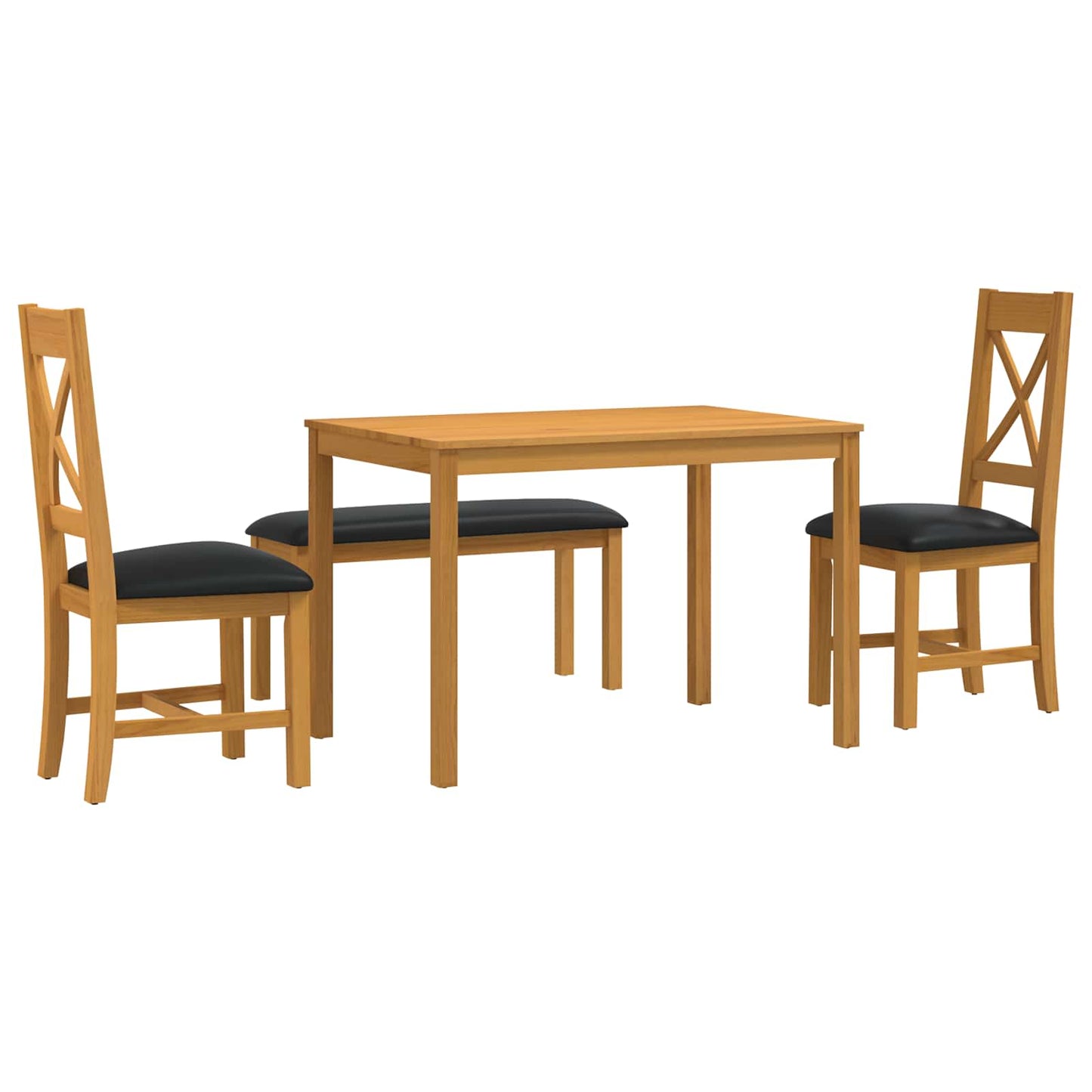 Dining Set 4 pcs Black Solid Oak Wood