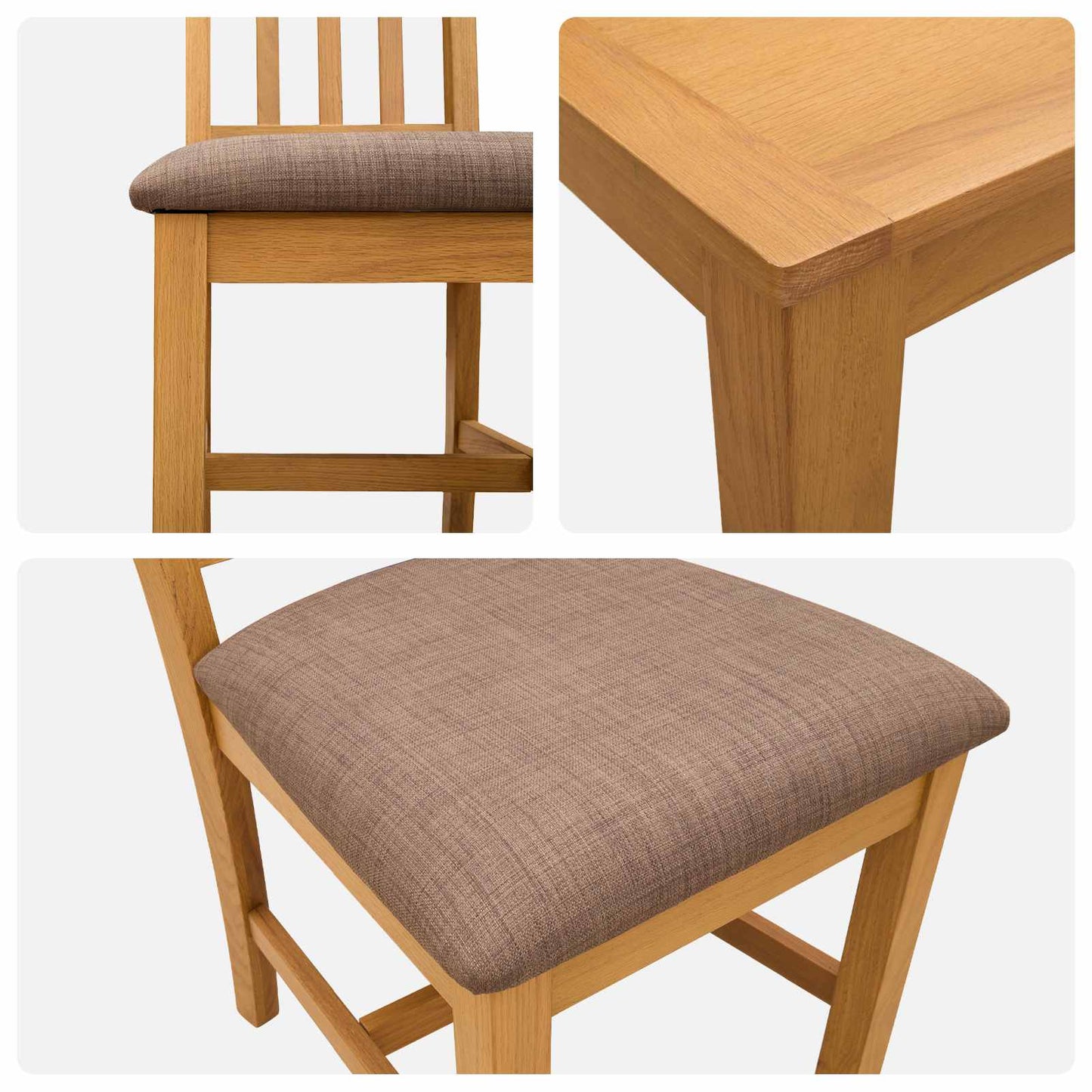 Dining Set 3 pcs Grey Solid Oak Wood