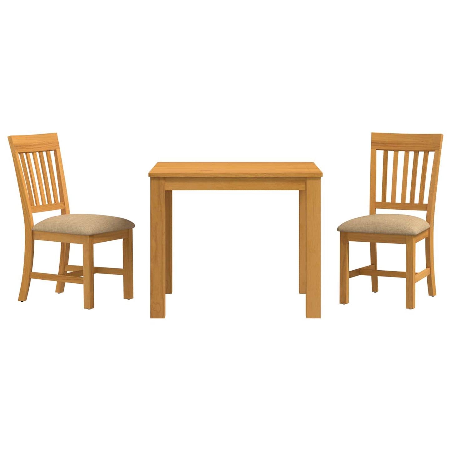 Dining Set 3 pcs Beige Solid Oak Wood