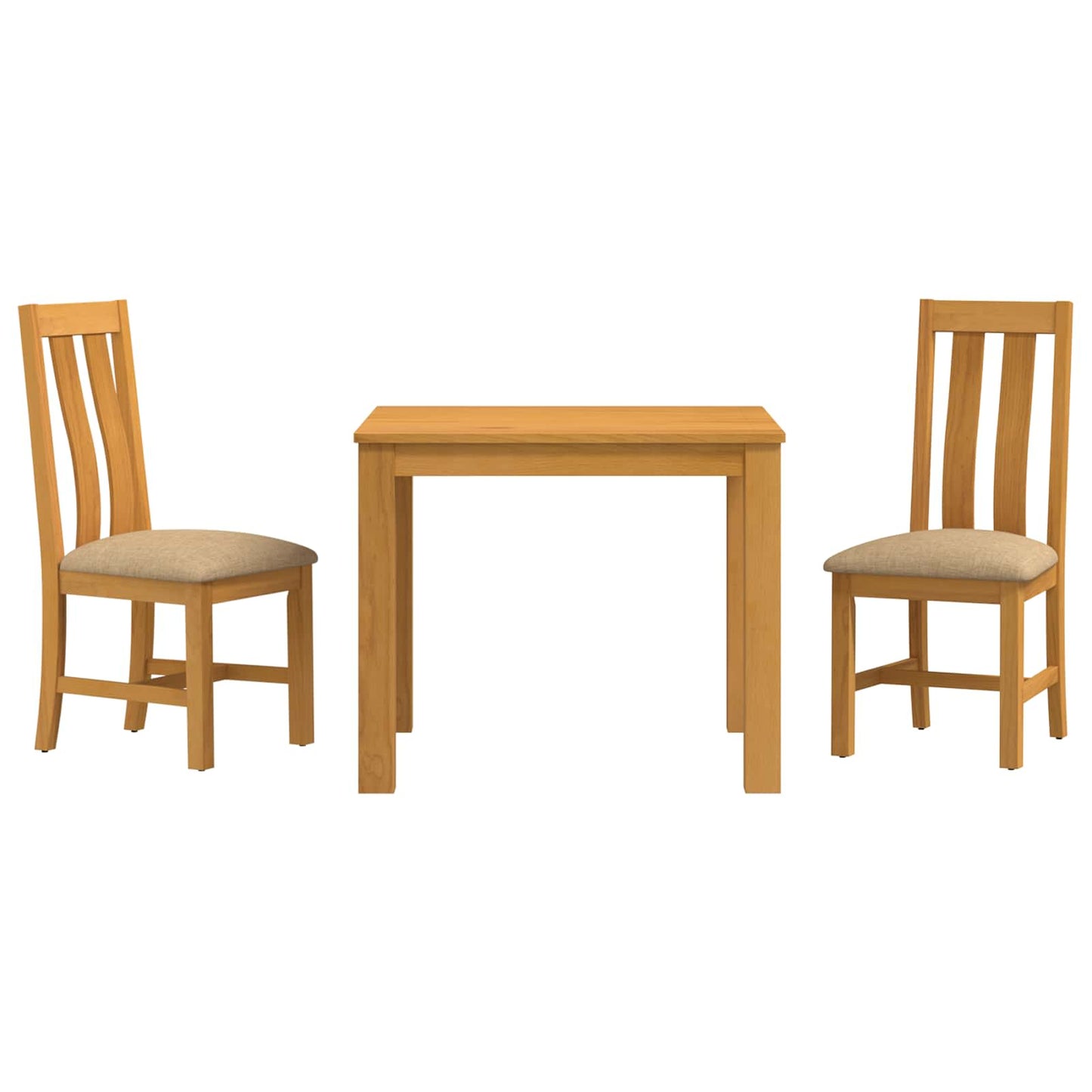 Dining Set 3 pcs Beige Solid Oak Wood