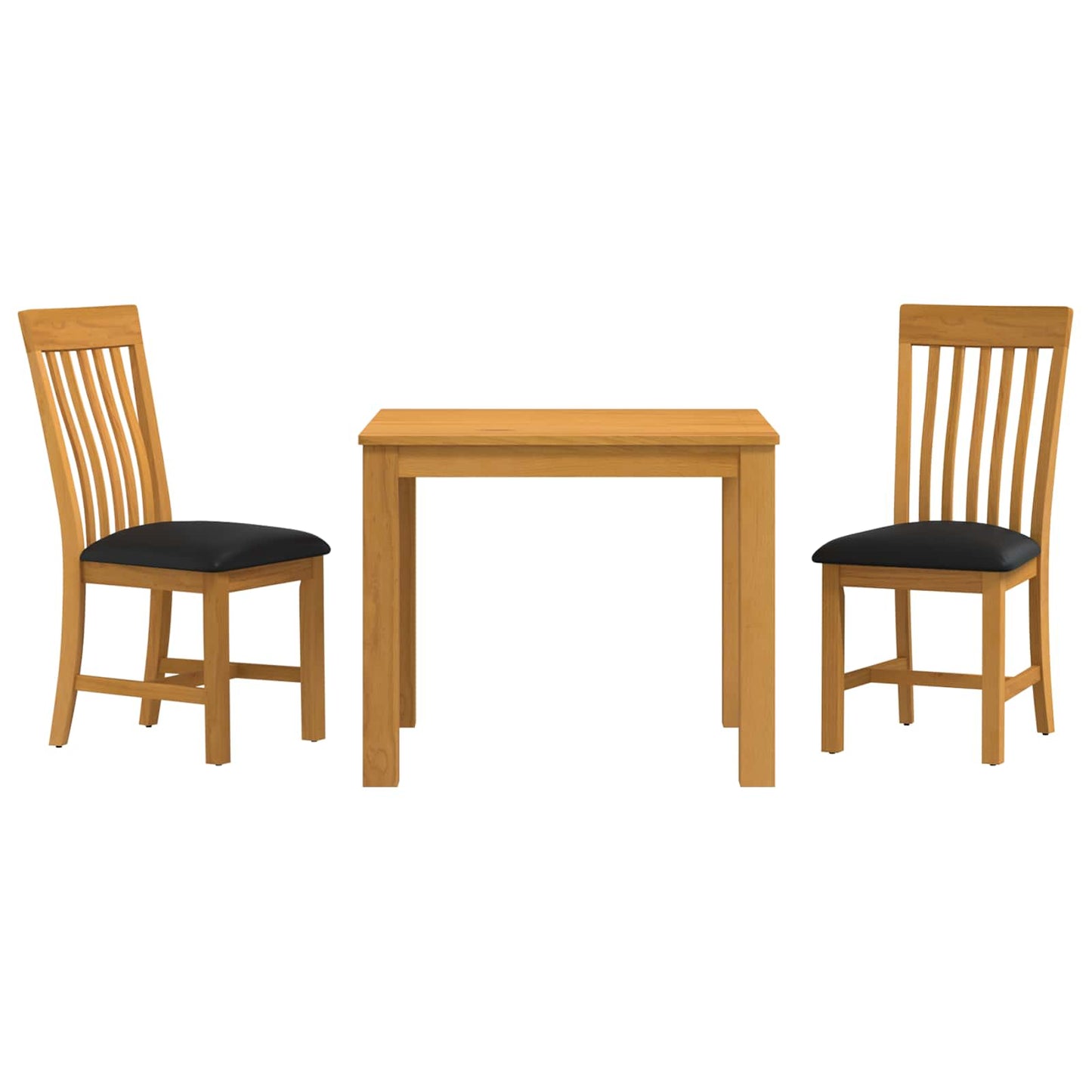 Dining Set 3 pcs Black Solid Oak Wood