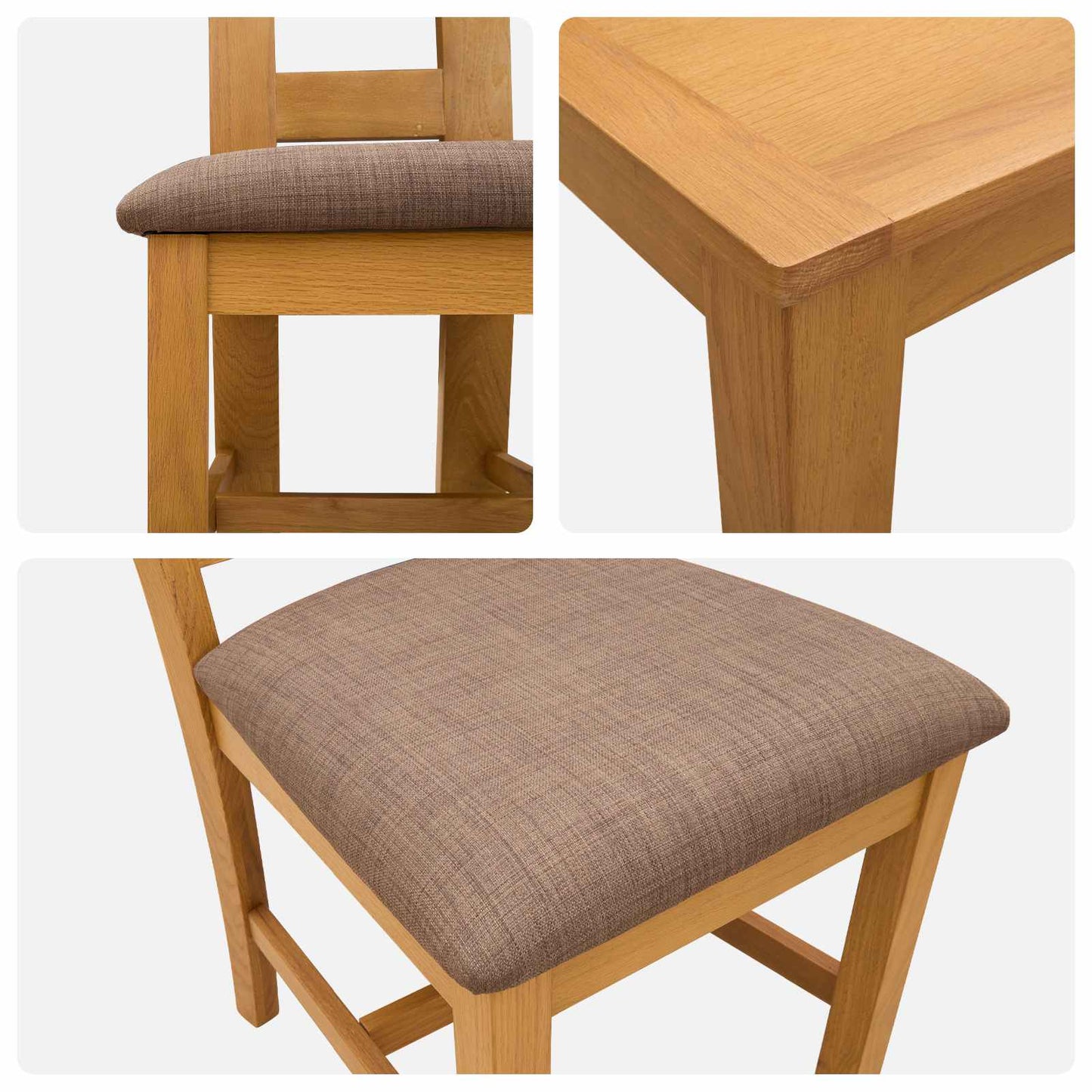 Dining Set 3 pcs Grey Solid Oak Wood
