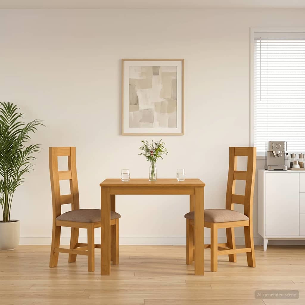 Dining Set 3 pcs Grey Solid Oak Wood