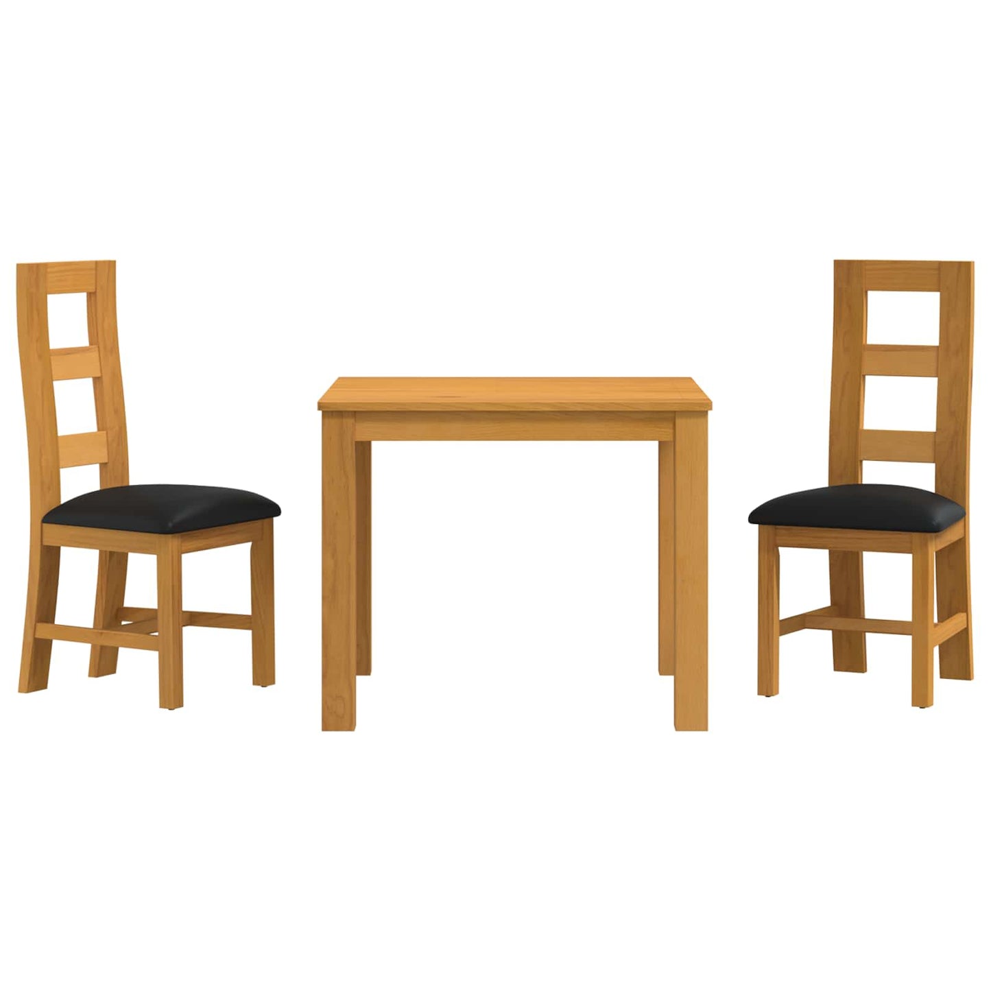 Dining Set 3 pcs Black Solid Oak Wood