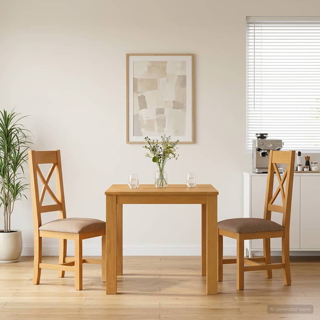 Dining Set 3 pcs Grey Solid Oak Wood