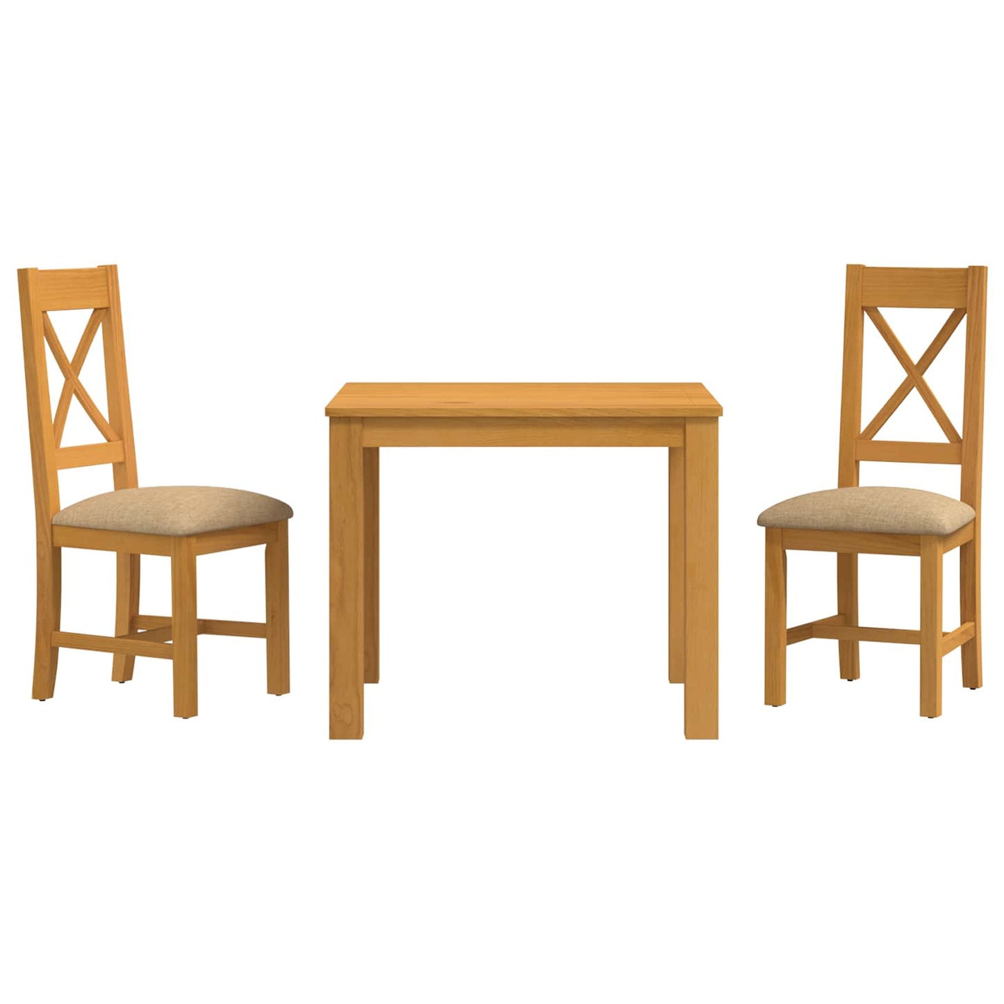 Dining Set 3 pcs Beige Solid Oak Wood