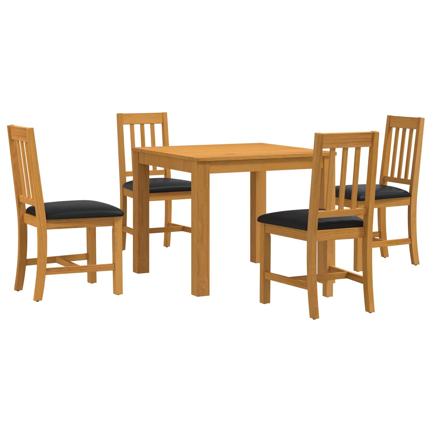 Dining Set 5 pcs Black Solid Oak Wood