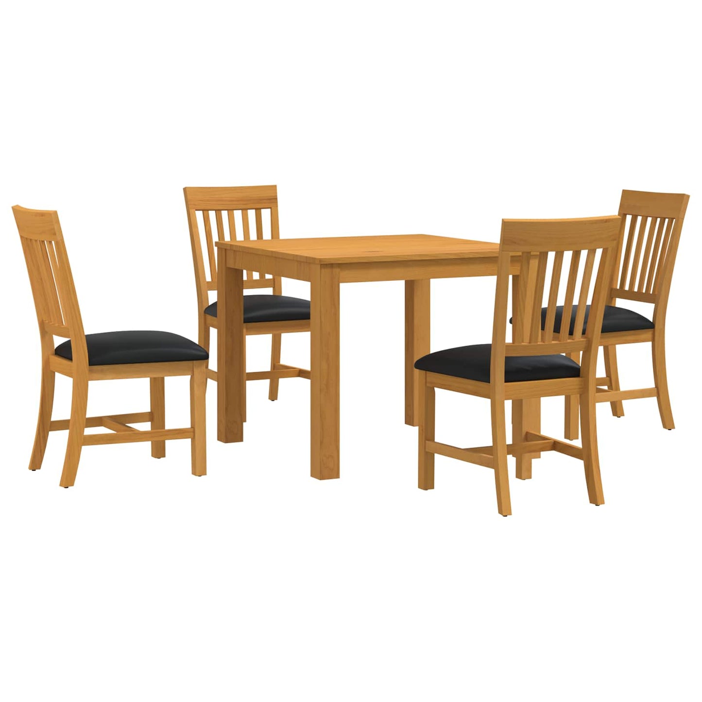 Dining Set 5 pcs Black Solid Oak Wood