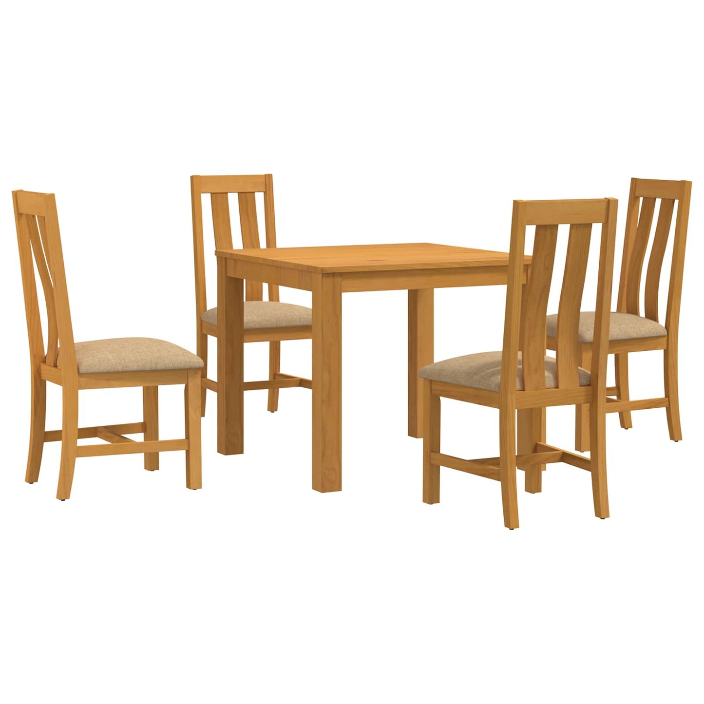 Dining Set 5 pcs Beige Solid Oak Wood