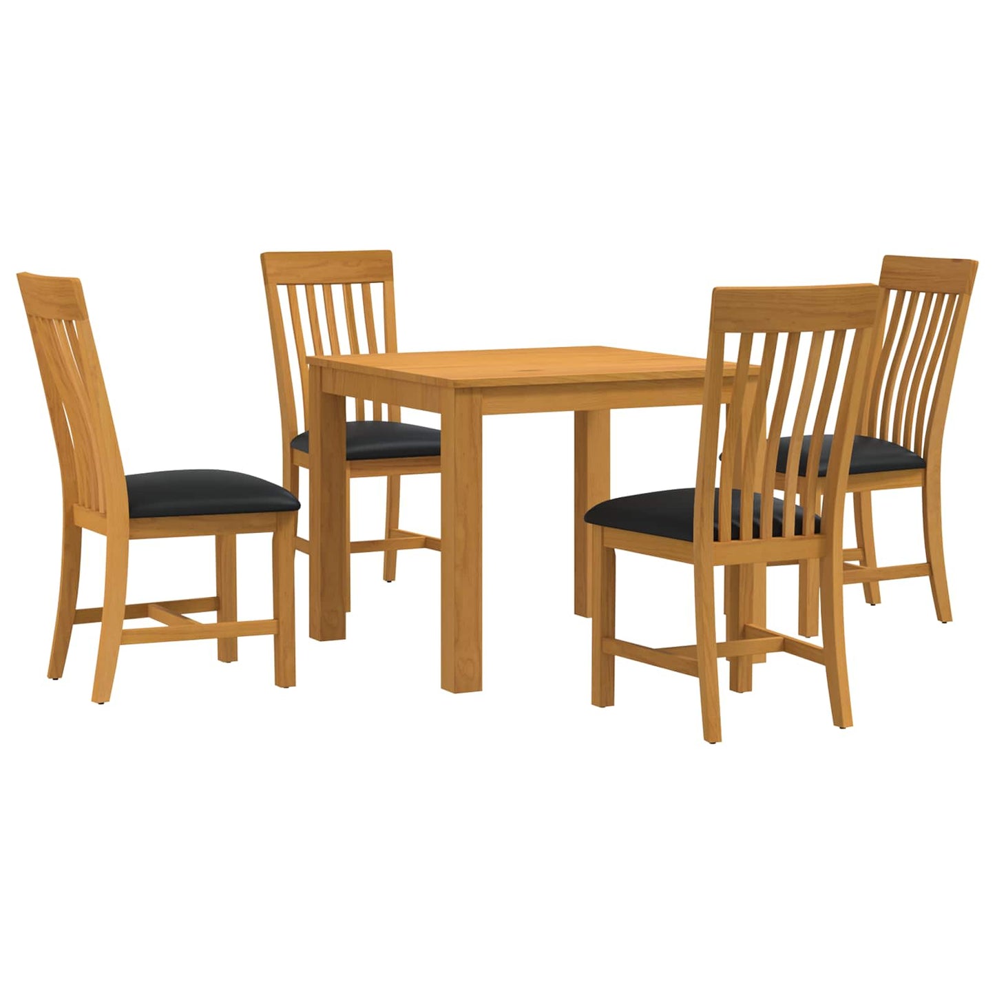 Dining Set 5 pcs Black Solid Oak Wood