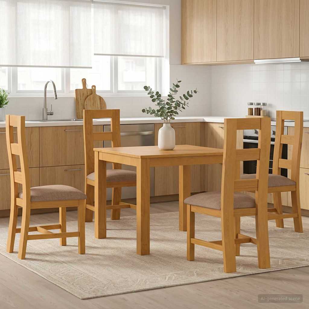 Dining Set 5 pcs Grey Solid Oak Wood