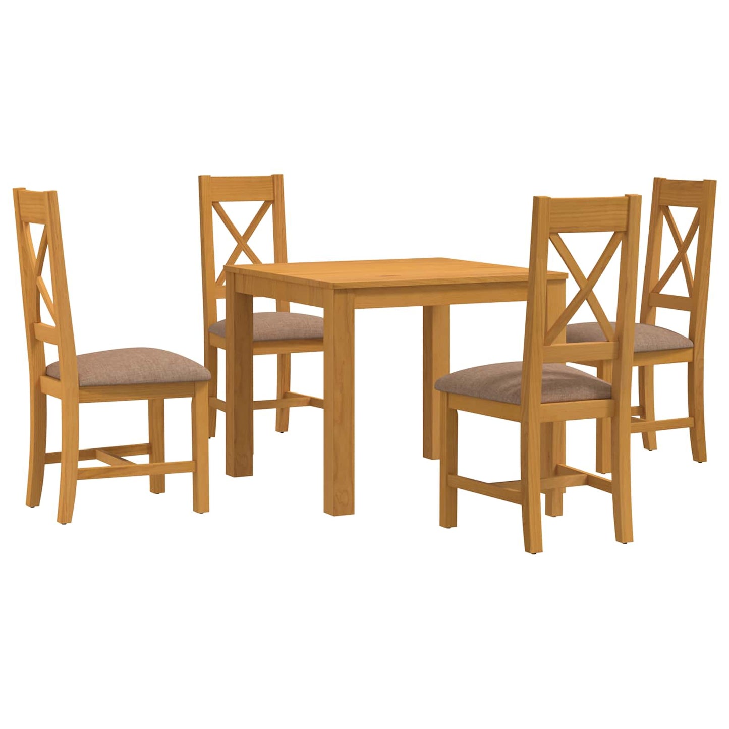 Dining Set 5 pcs Grey Solid Oak Wood