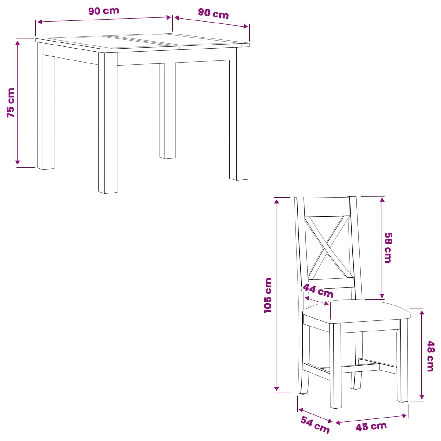 Dining Set 5 pcs Grey Solid Oak Wood