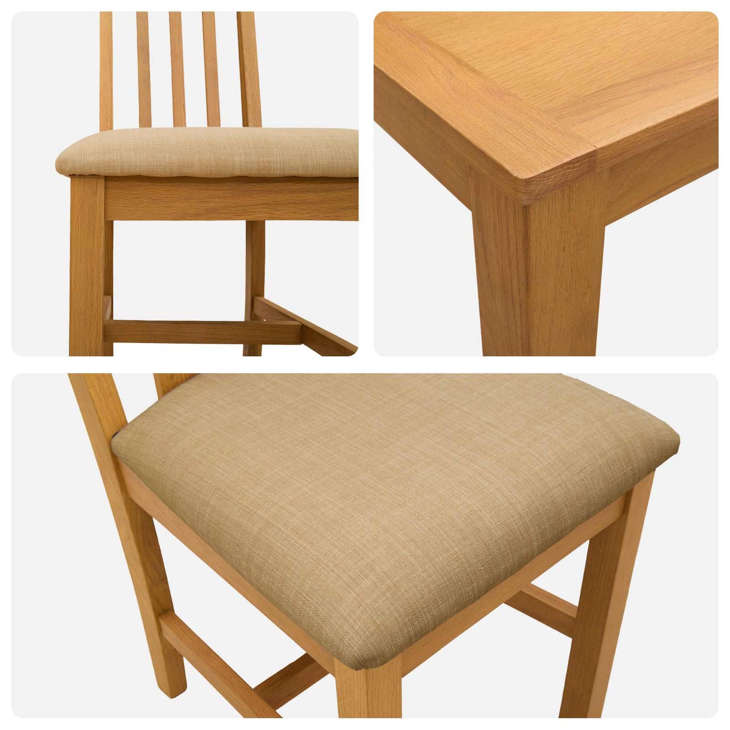 Dining Set 5 pcs Beige Solid Oak Wood