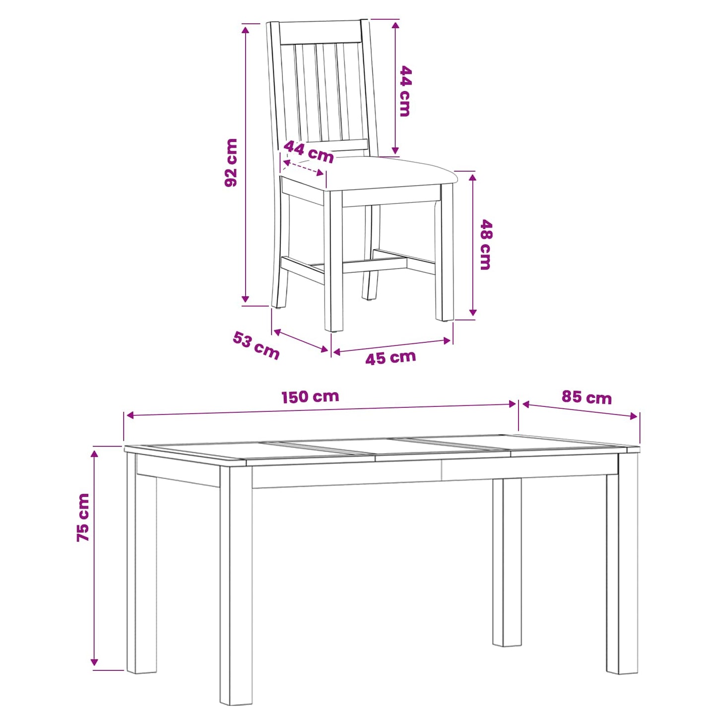 Dining Set 5 pcs Black Solid Oak Wood