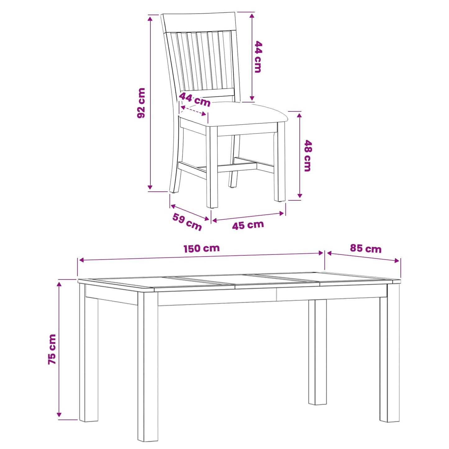 Dining Set 5 pcs Grey Solid Oak Wood