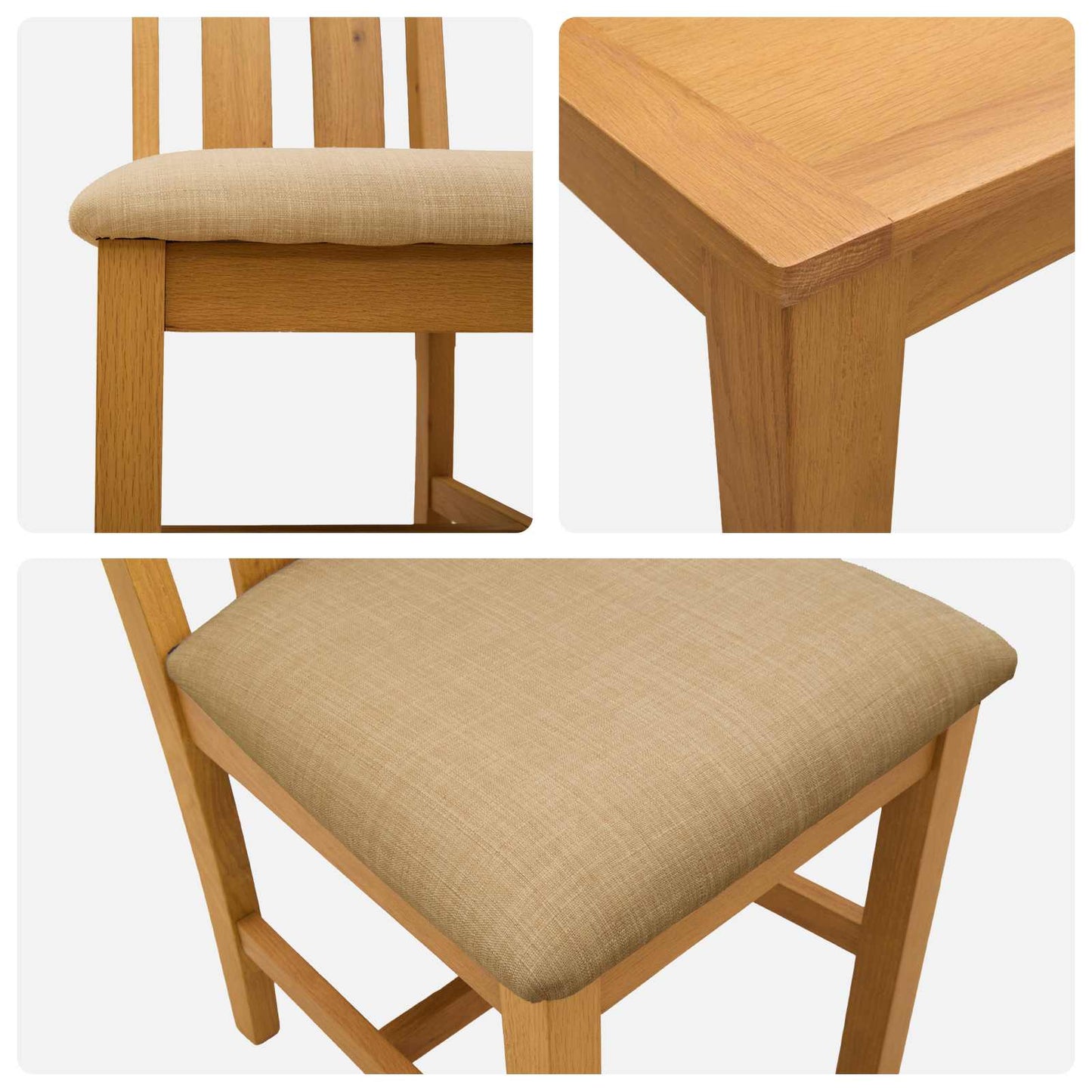 Dining Set 5 pcs Beige Solid Oak Wood