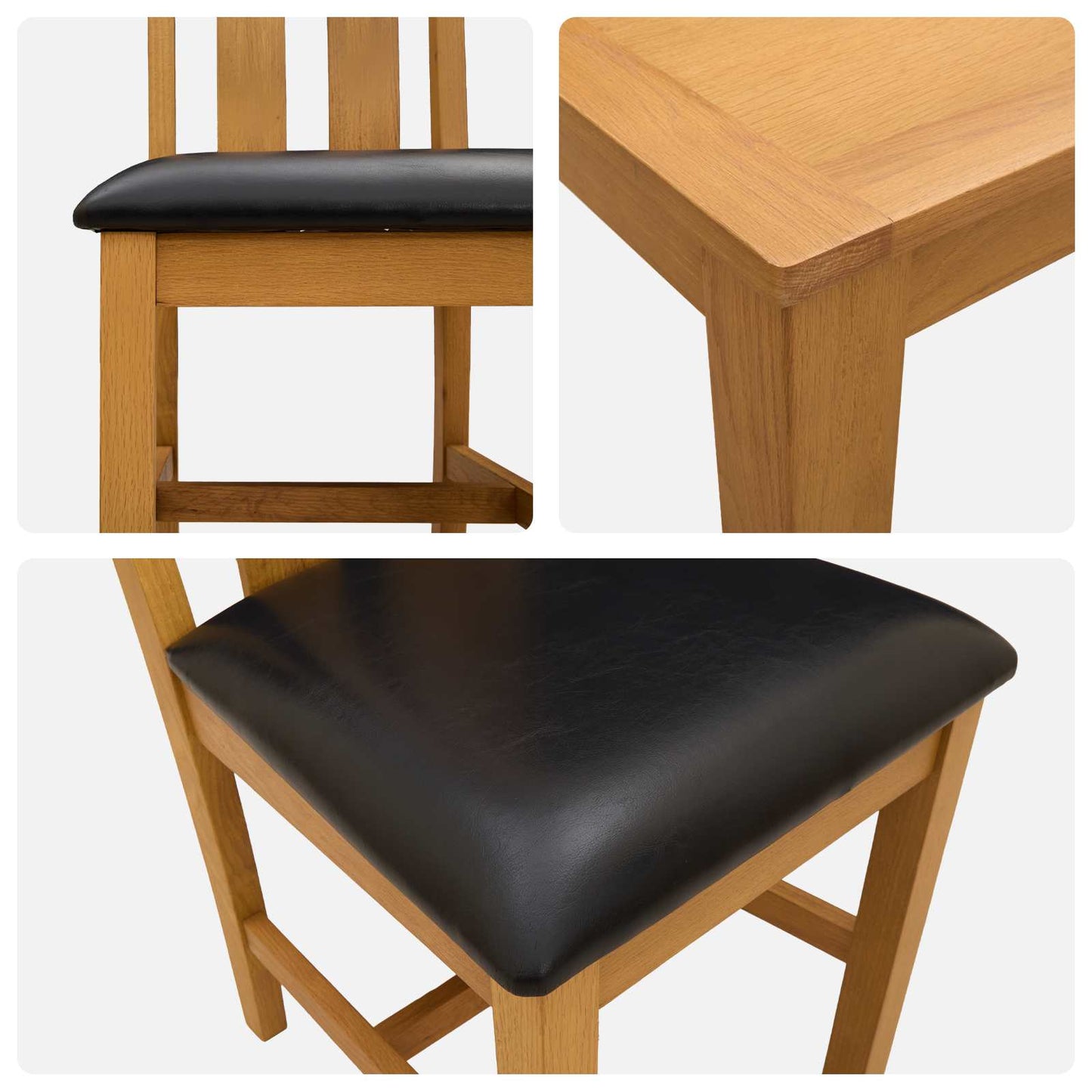 Dining Set 5 pcs Black Solid Oak Wood