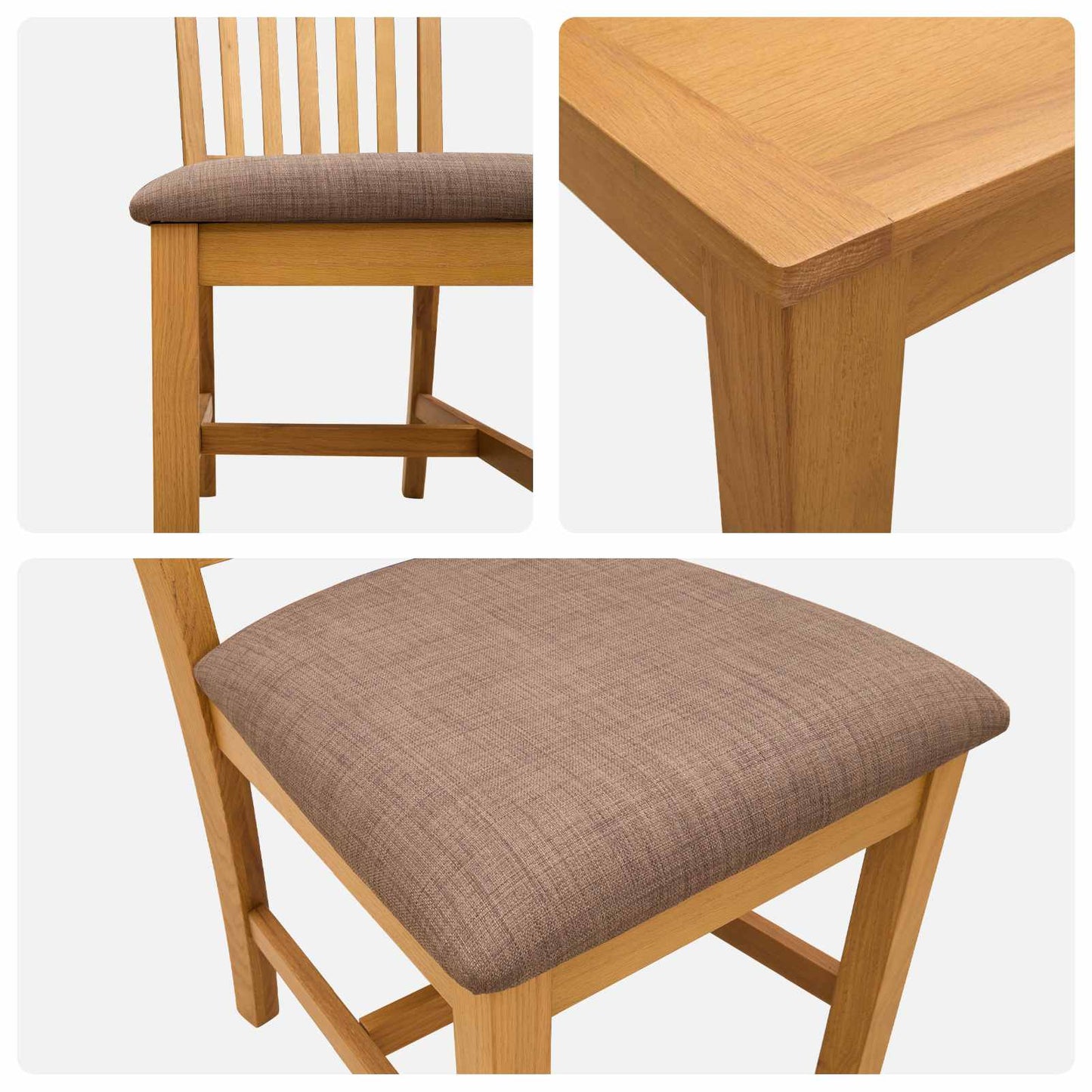 Dining Set 5 pcs Grey Solid Oak Wood