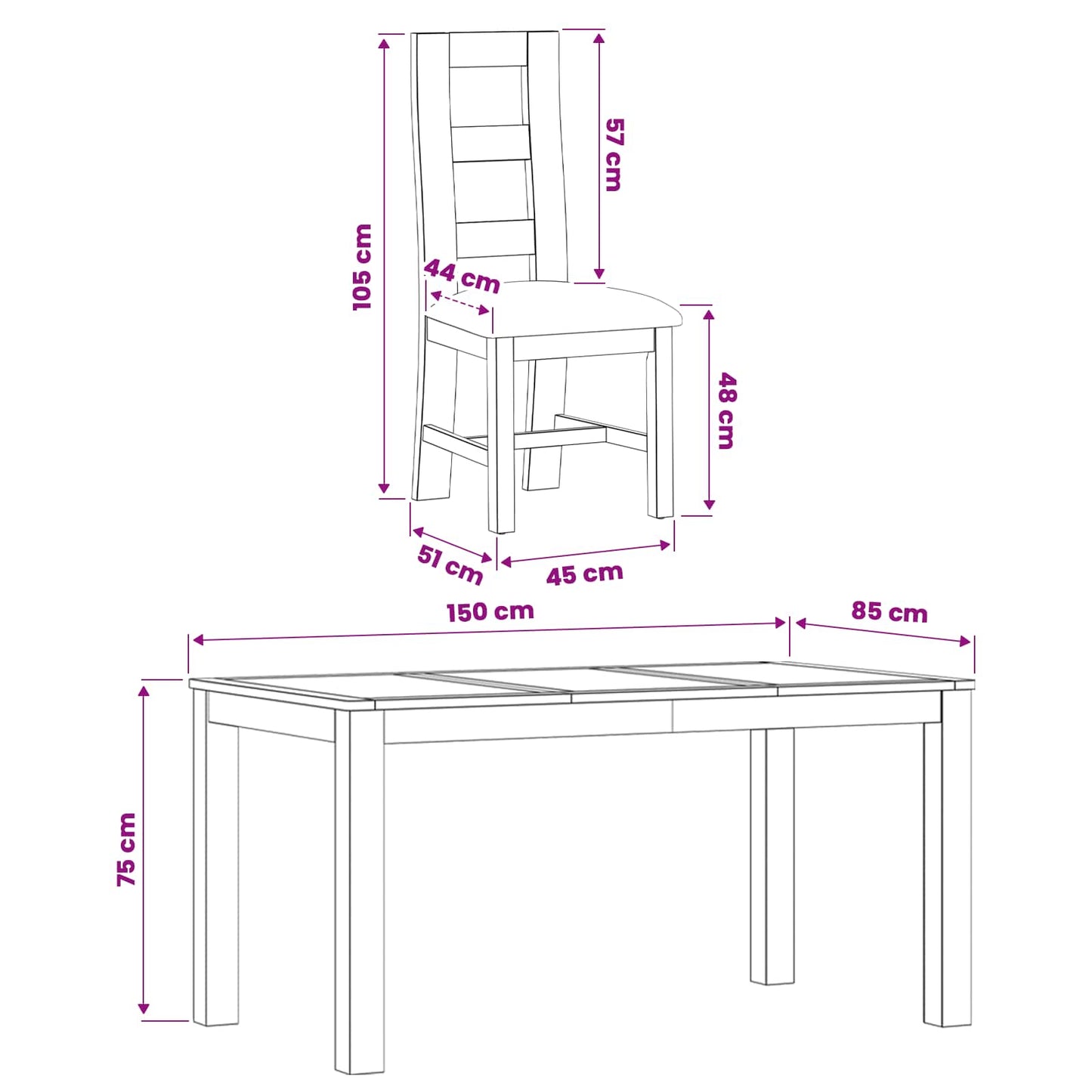 Dining Set 5 pcs Grey Solid Oak Wood