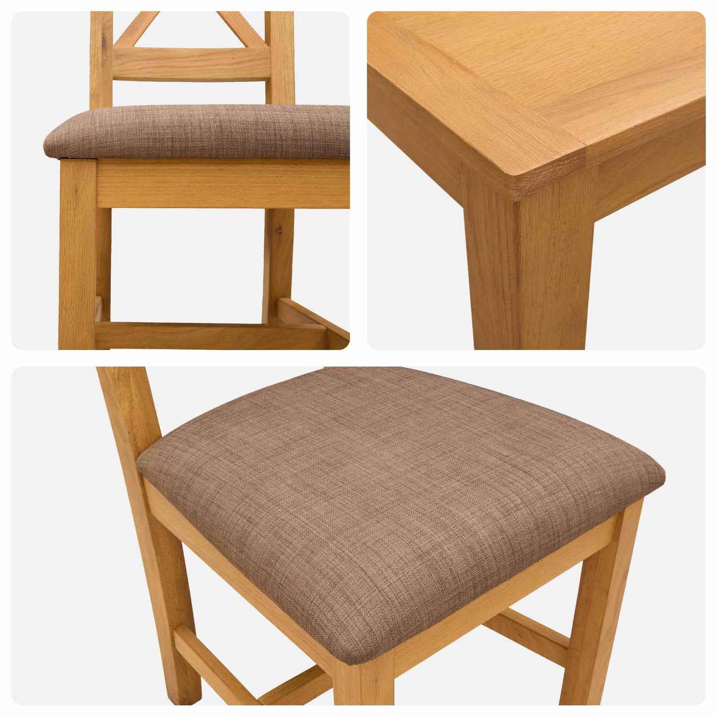 Dining Set 5 pcs Grey Solid Oak Wood