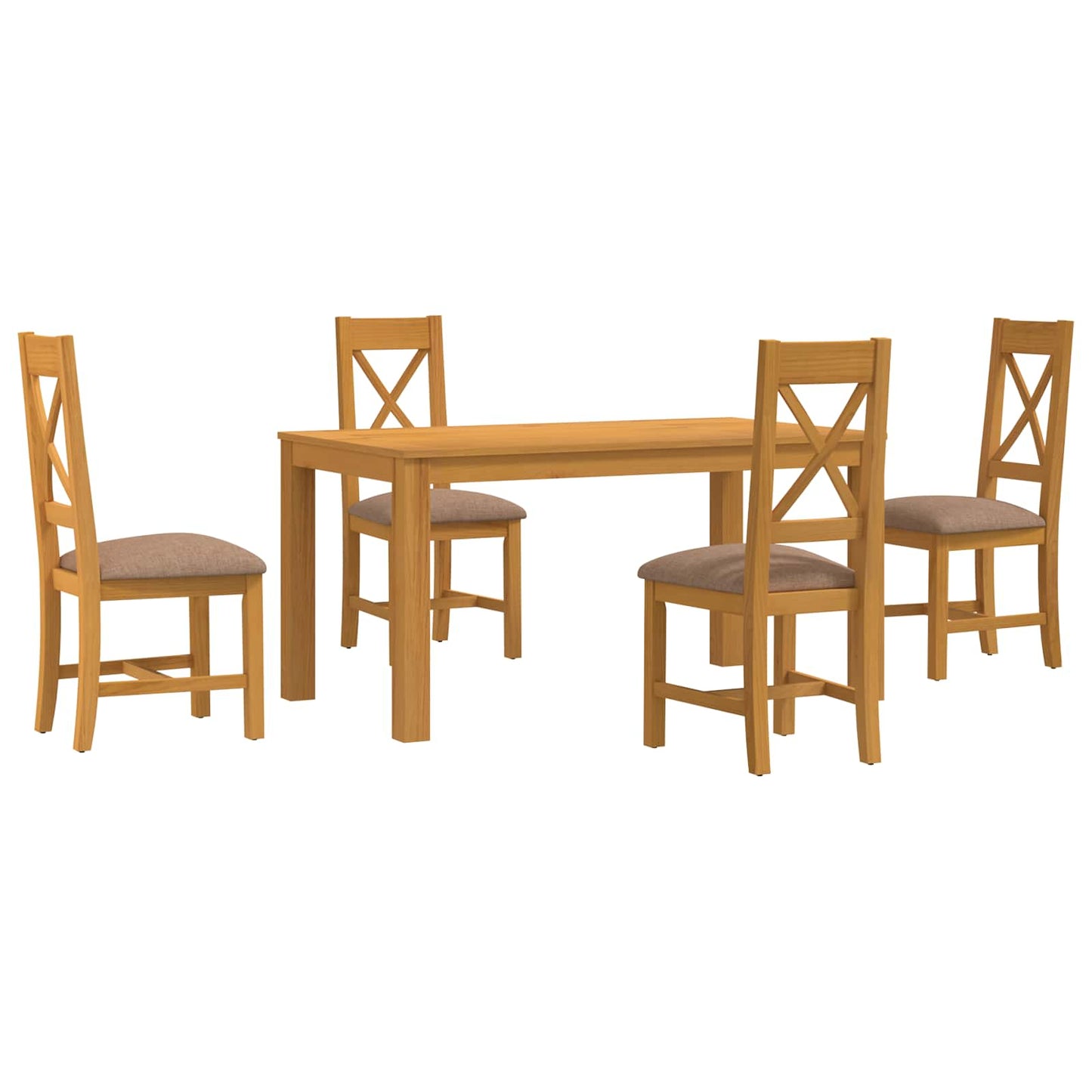 Dining Set 5 pcs Grey Solid Oak Wood
