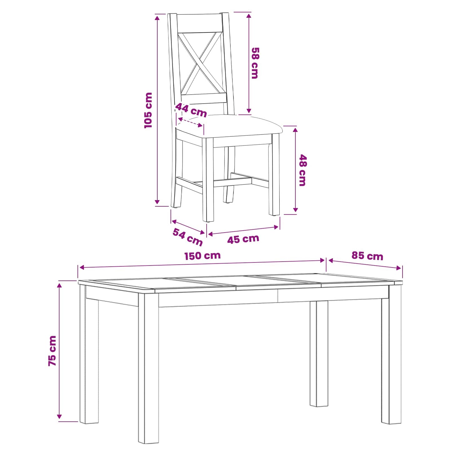 Dining Set 5 pcs Grey Solid Oak Wood