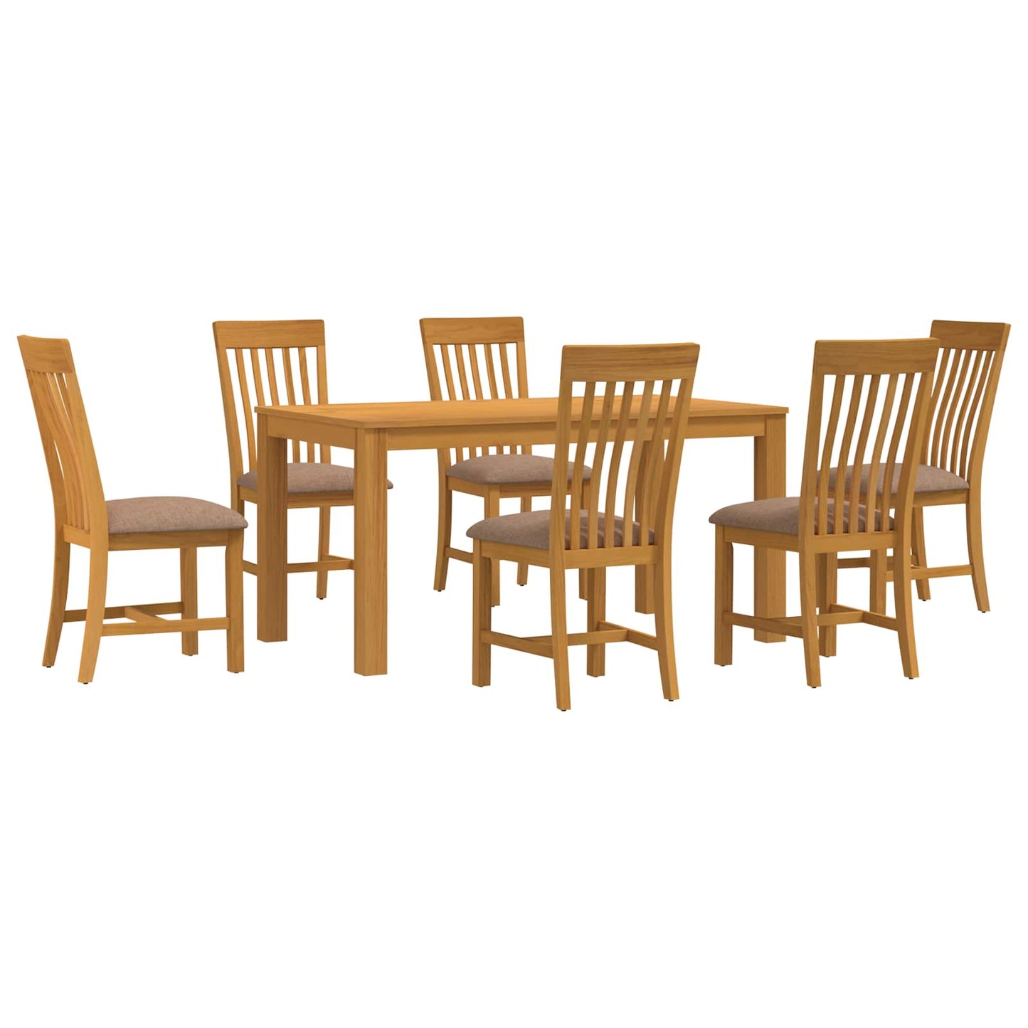Dining Set 7 pcs Grey Solid Oak Wood