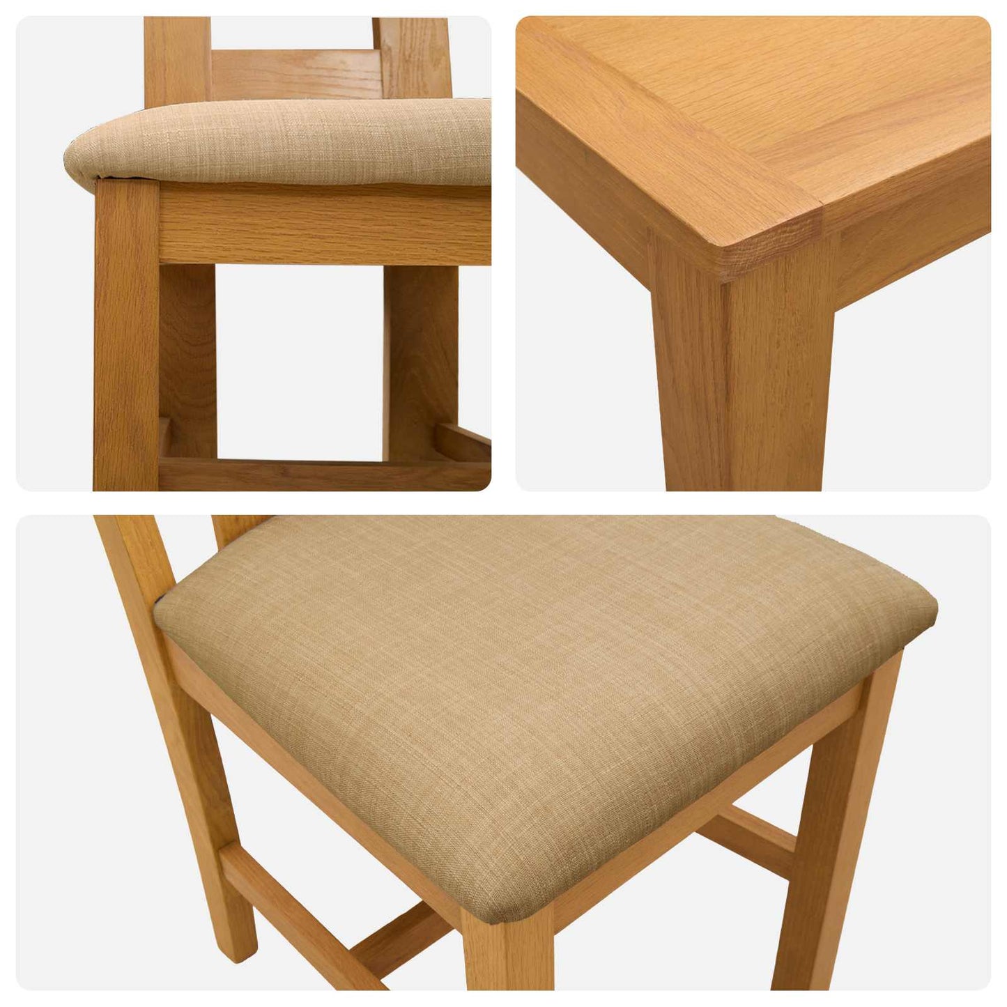 Dining Set 7 pcs Beige Solid Oak Wood