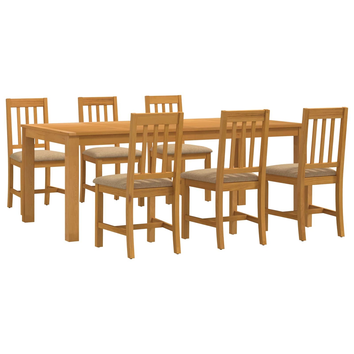Dining Set 7 pcs Beige Solid Oak Wood