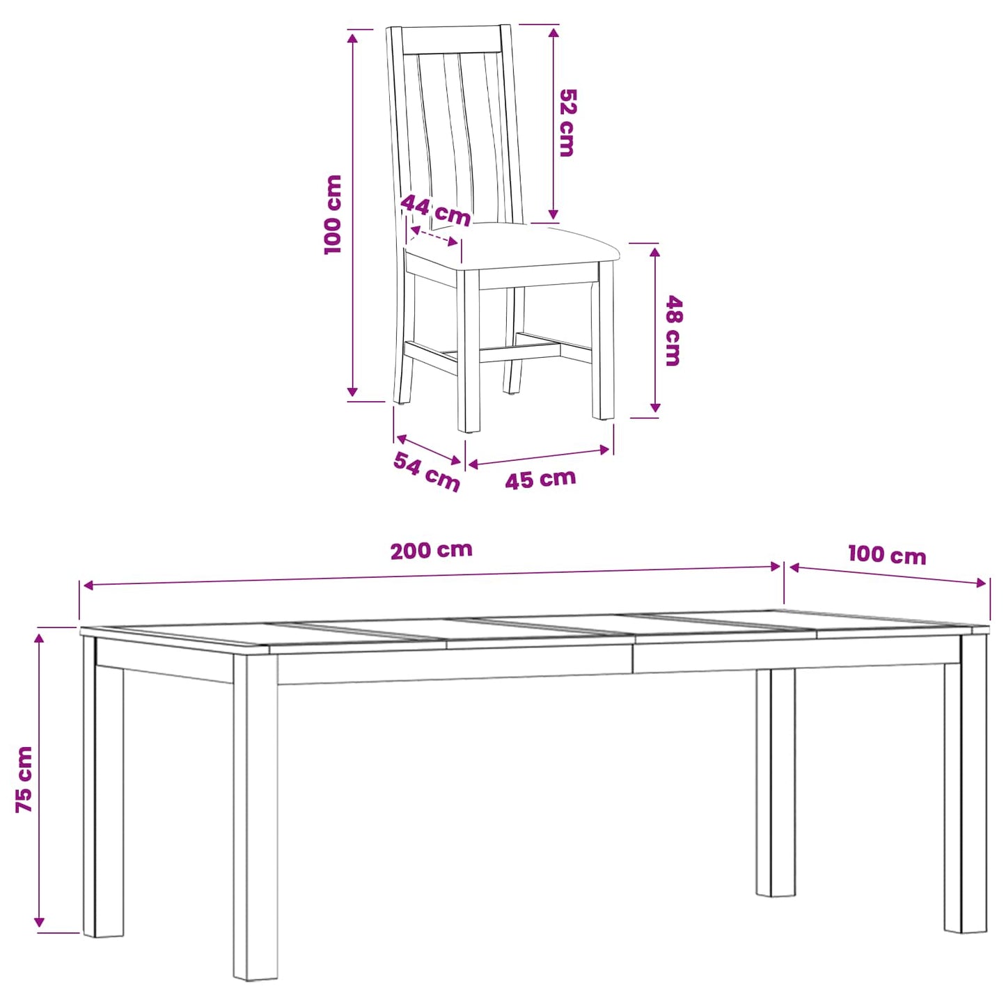 Dining Set 7 pcs Black Solid Oak Wood