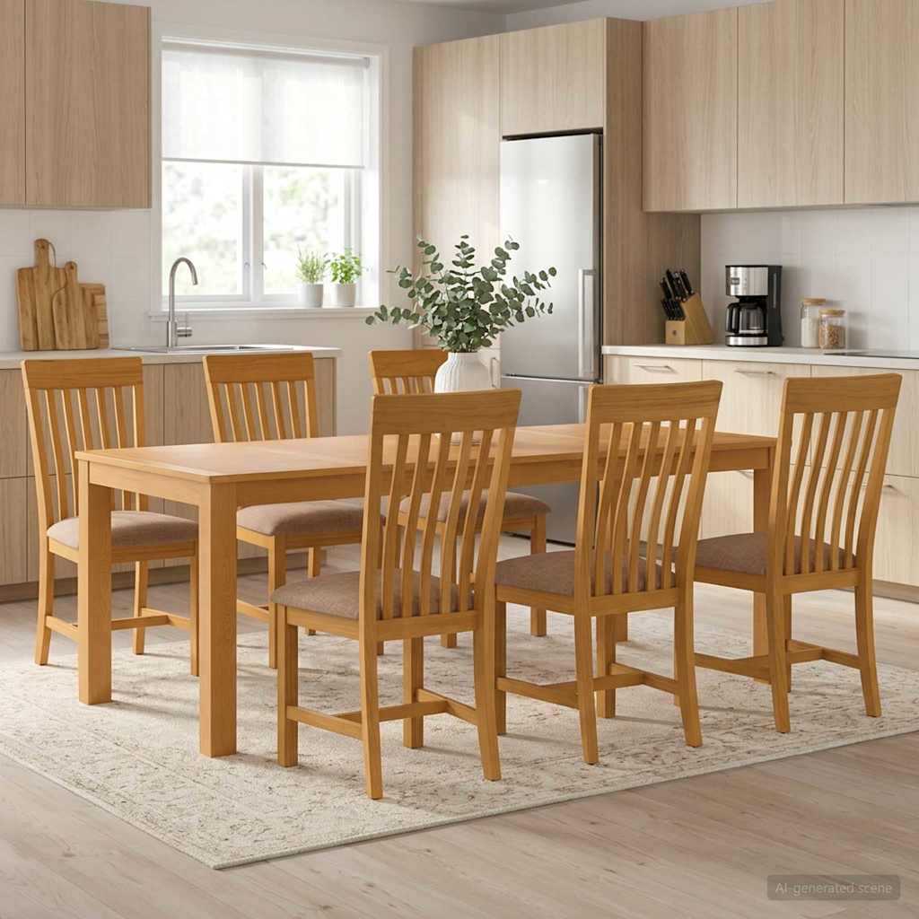 Dining Set 7 pcs Grey Solid Oak Wood