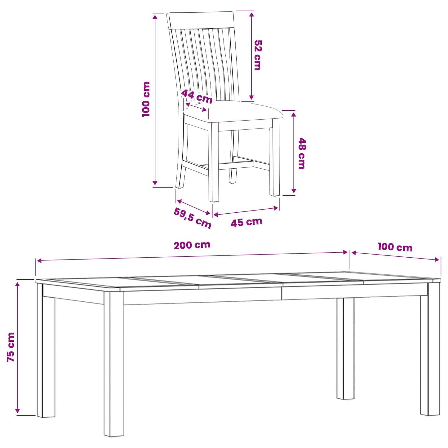 Dining Set 7 pcs Beige Solid Oak Wood