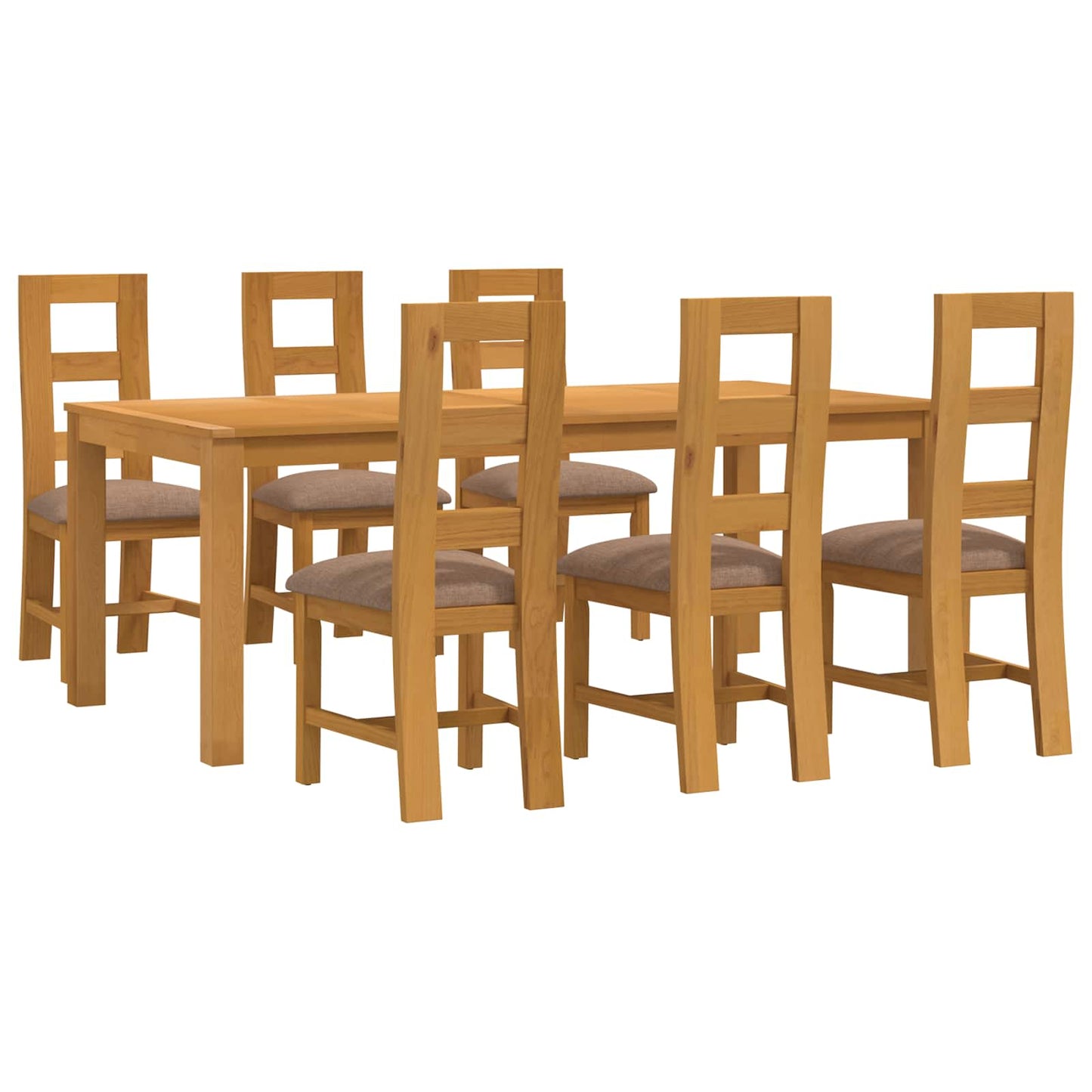 Dining Set 7 pcs Grey Solid Oak Wood