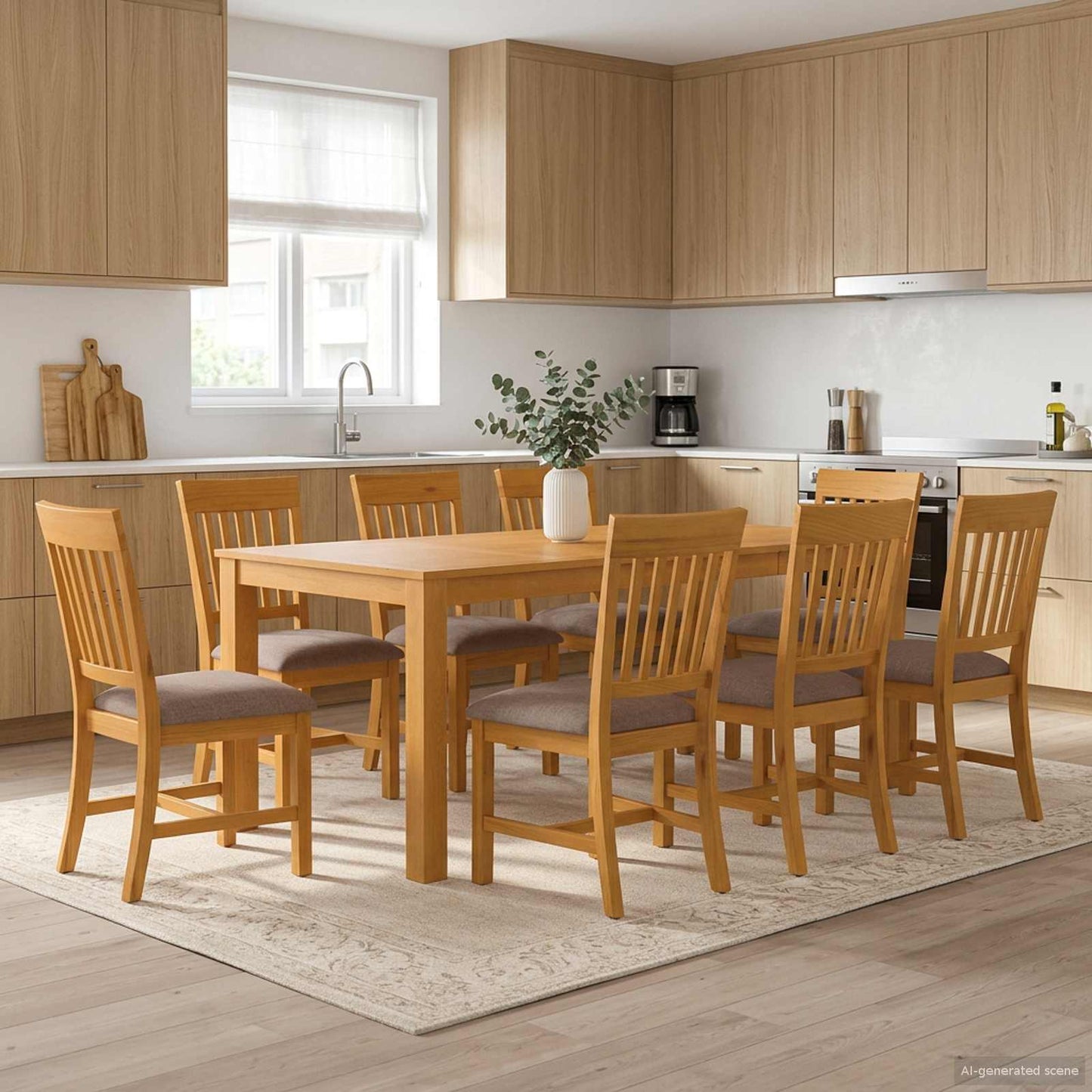 Dining Set 9 pcs Grey Solid Oak Wood