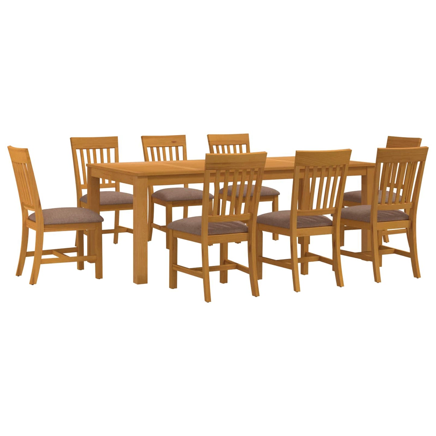 Dining Set 9 pcs Grey Solid Oak Wood