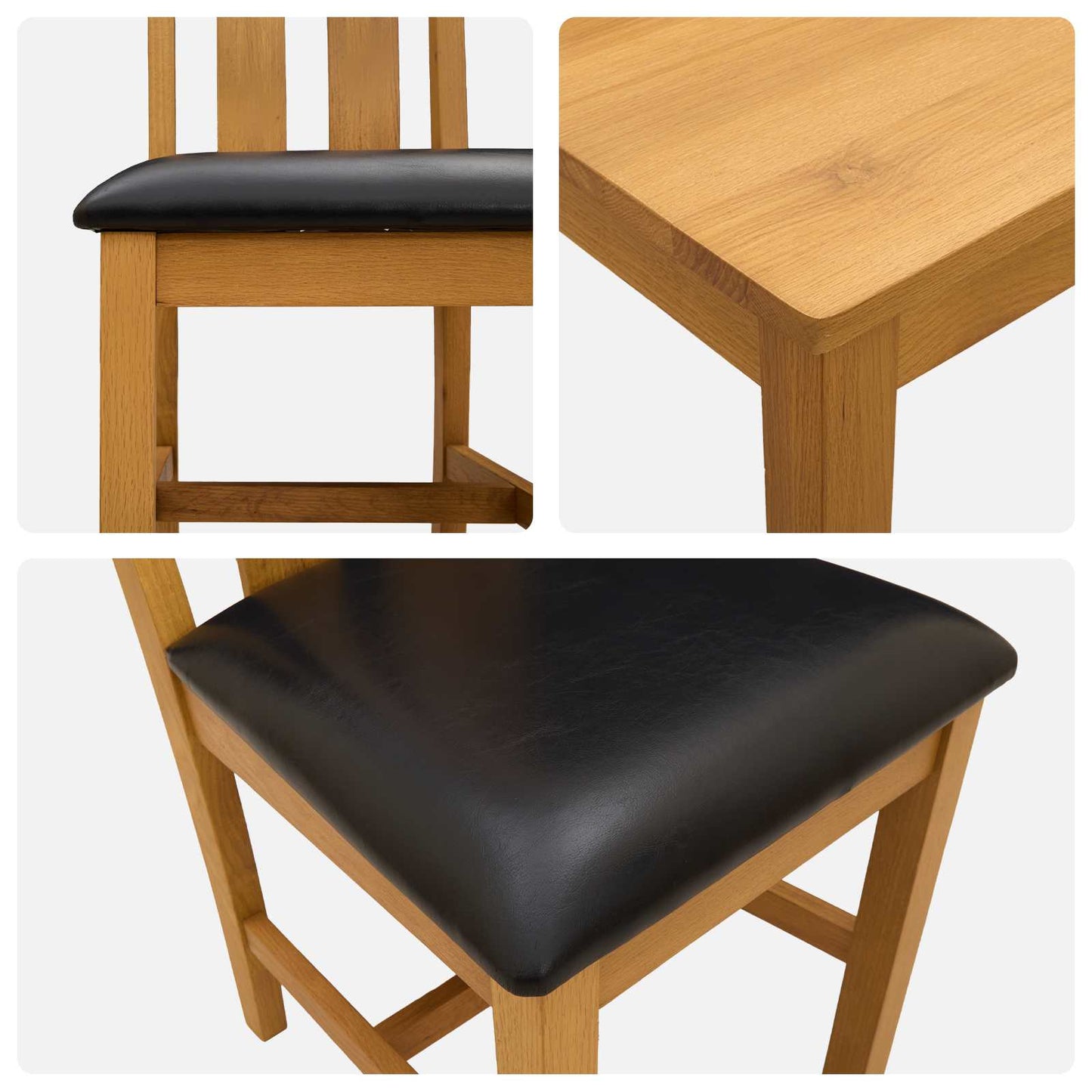 Dining Set 9 pcs Black Solid Oak Wood