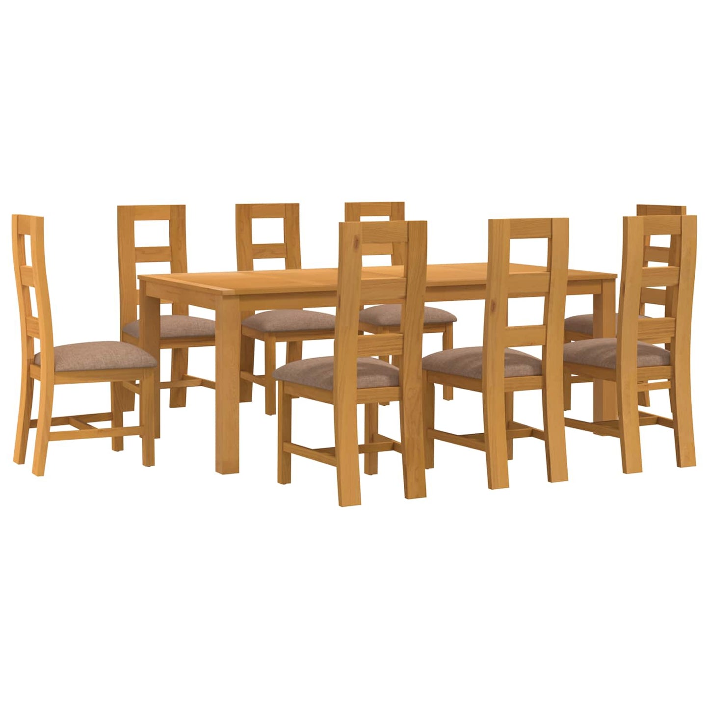 Dining Set 9 pcs Grey Solid Oak Wood