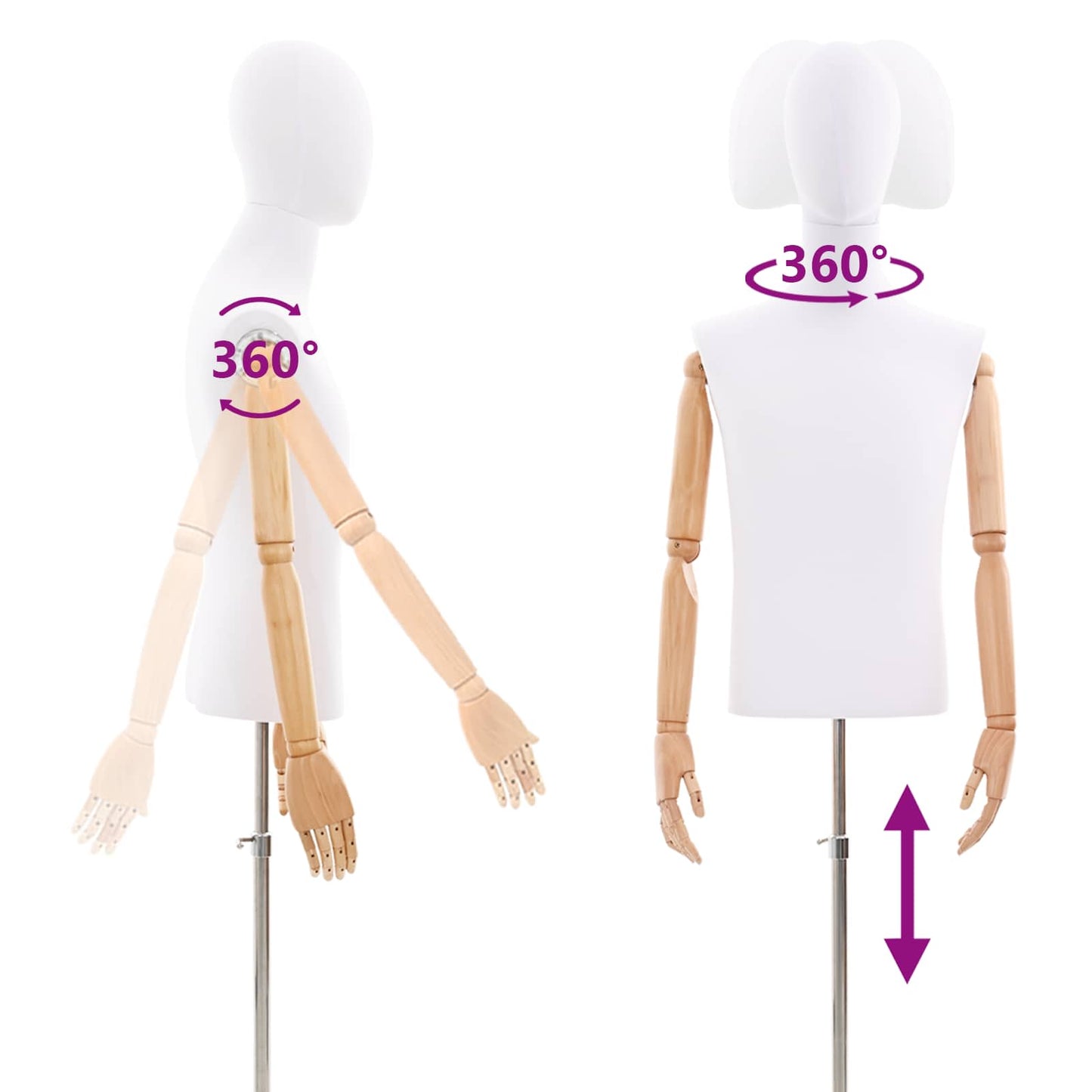 Adjustable 170-218 cm Mannequin with Base Male PP White