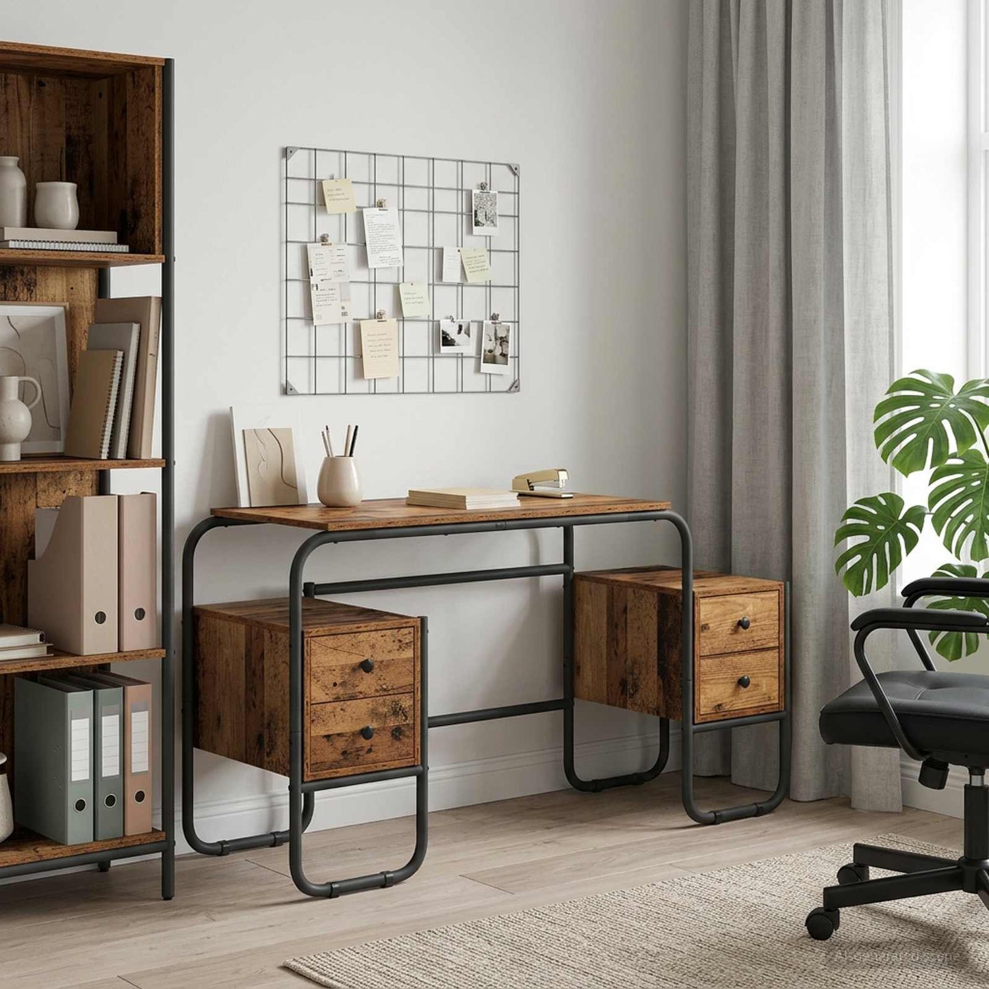 Desk with Storage Old Wood 145 x 50 x 75 cm