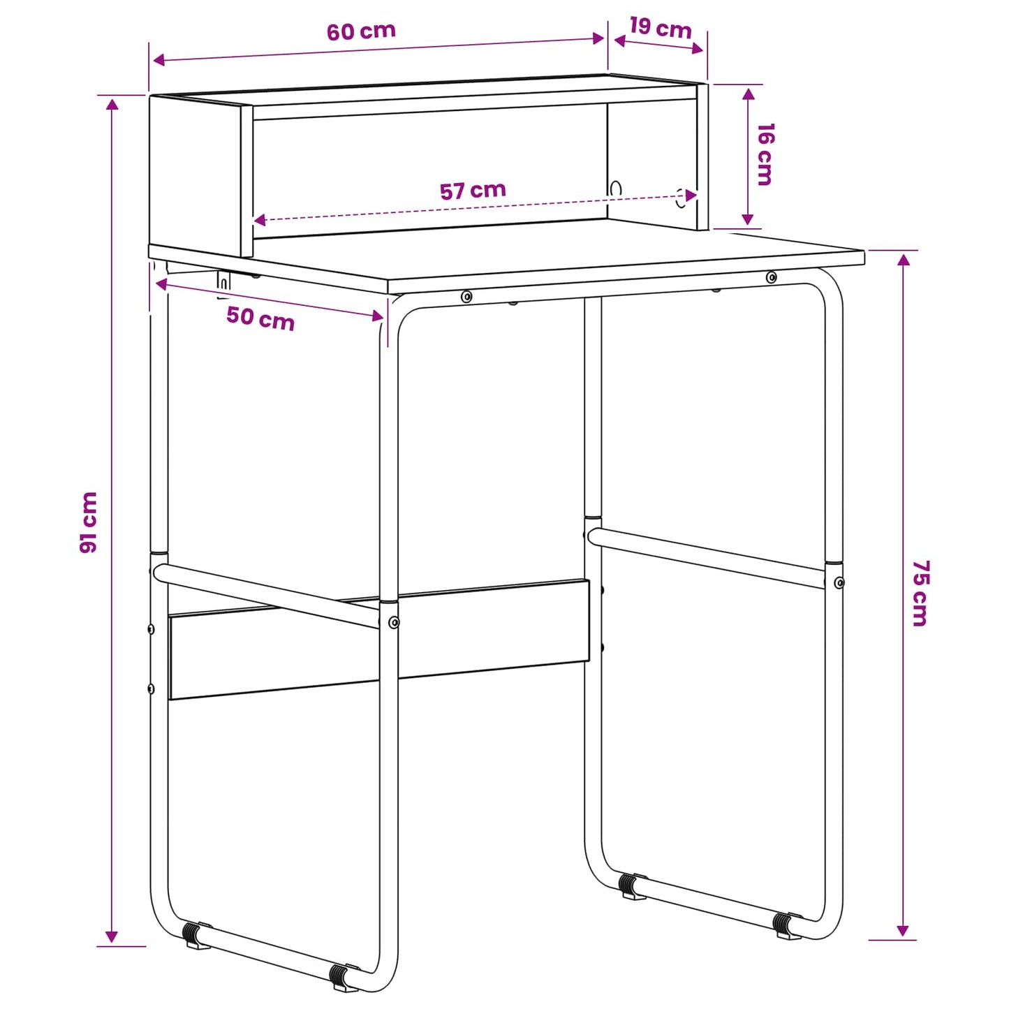 Desk with Storage Old Wood 60 x 50 x 91 cm