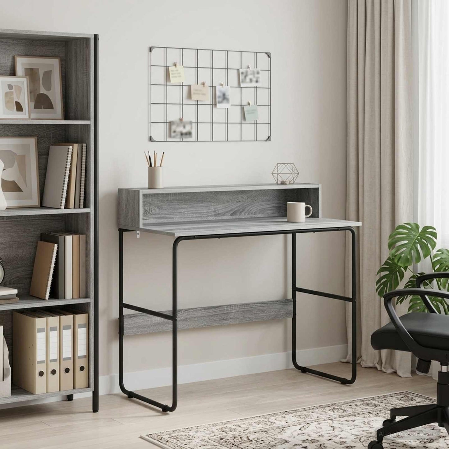 Desk with Storage Grey Sonoma 100 x 50 x 91 cm
