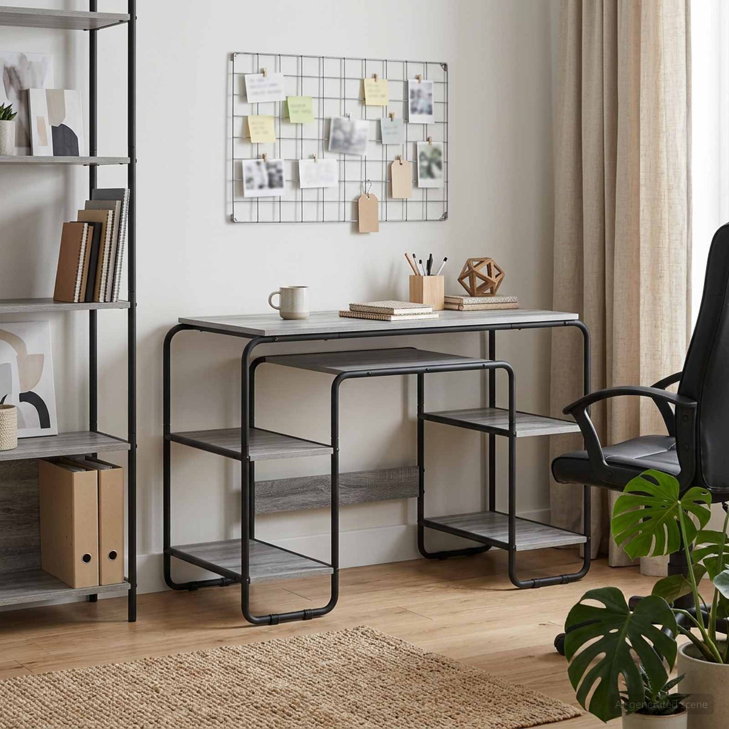 Desk with Storage Grey Sonoma 113.5 x 52 x 75.5 cm
