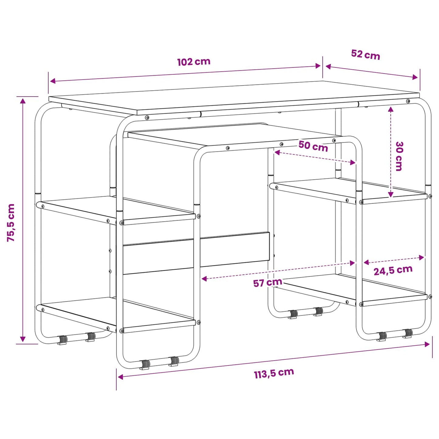 Desk with Storage Old Wood 113.5 x 52 x 75.5 cm