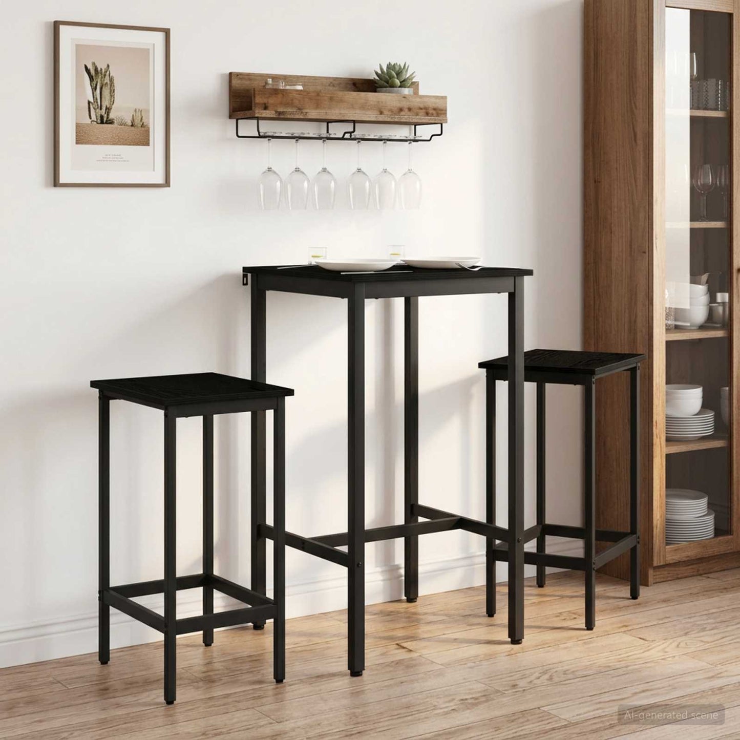 Bar Table 52 x 52 x 110 cm Engineered Wood Black Oak