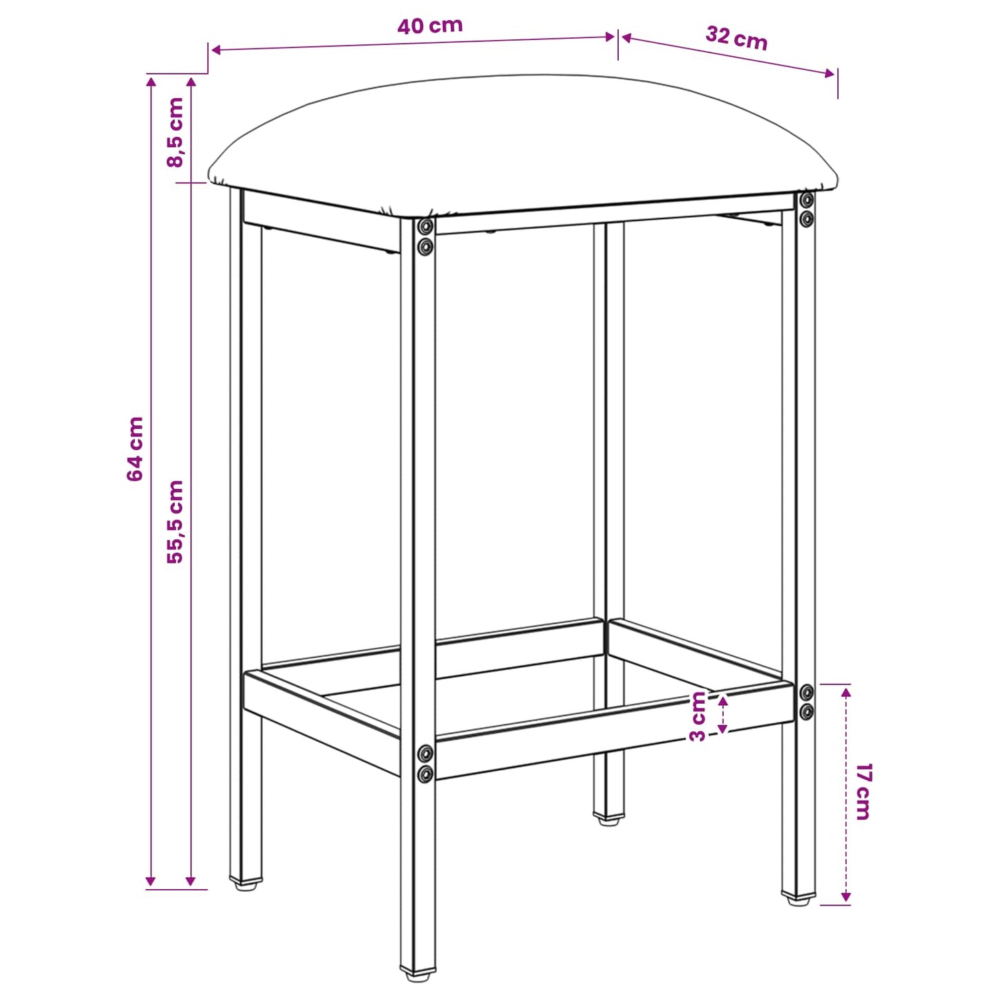 Bar Stool 2 pcs Black 40 x 32 x 64 cm Engineered Wood