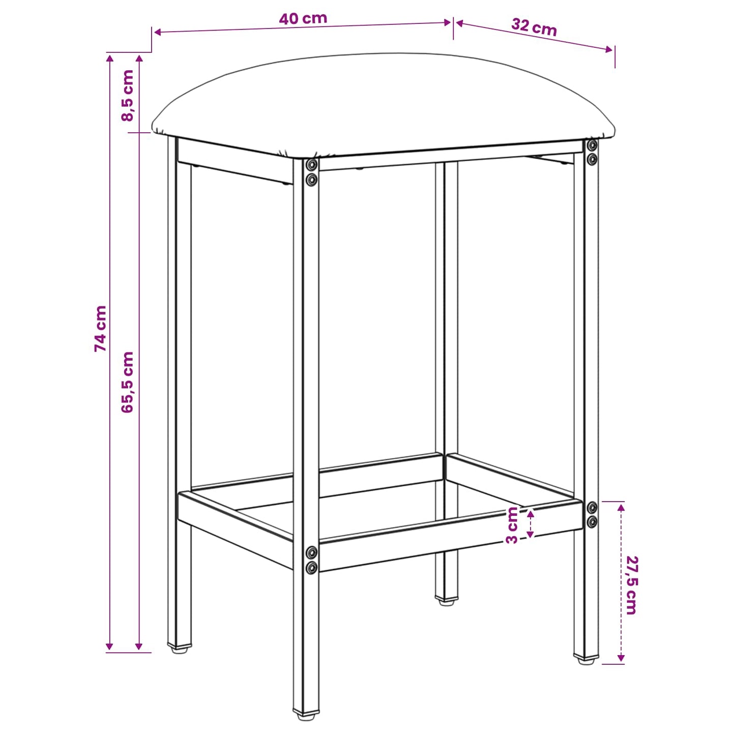 Bar Stool Light Grey 40 x 32 x 74 cm Engineered Wood