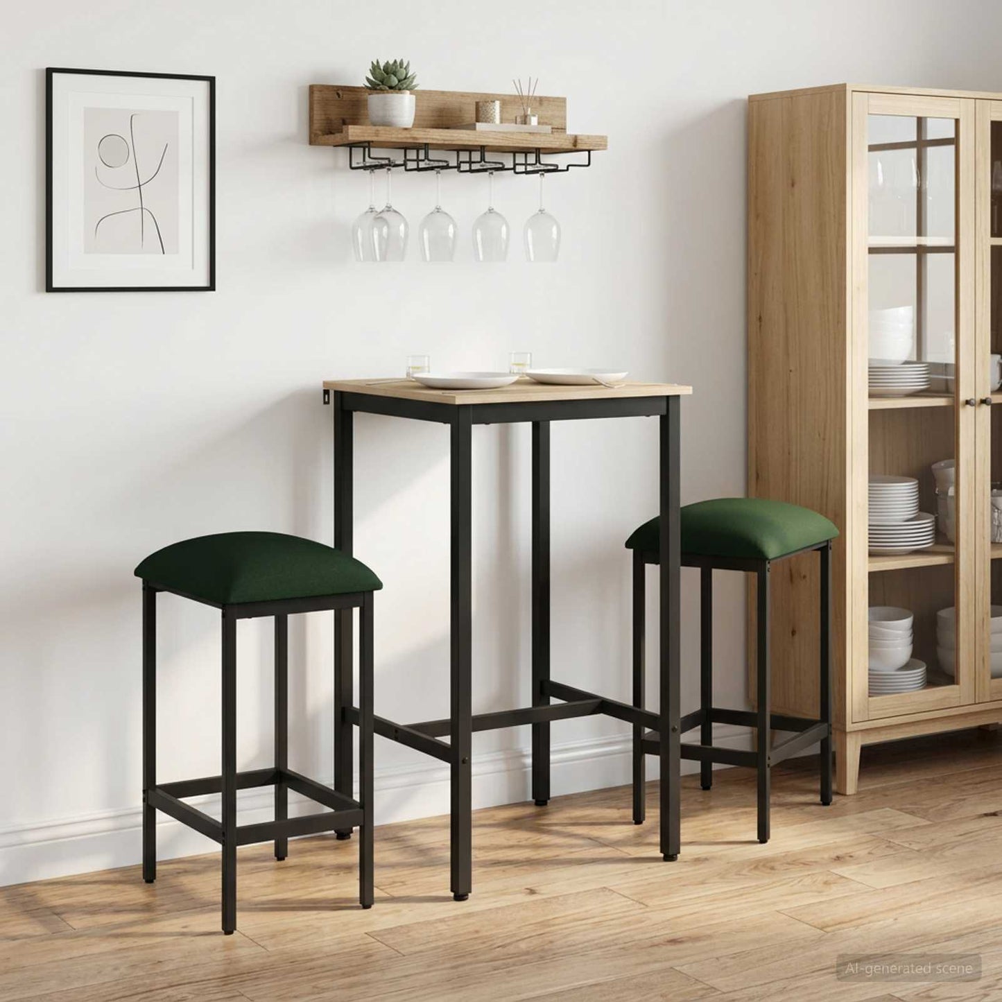 Bar Stool 2 pcs Dark Green 40 x 32 x 74 cm Engineered Wood